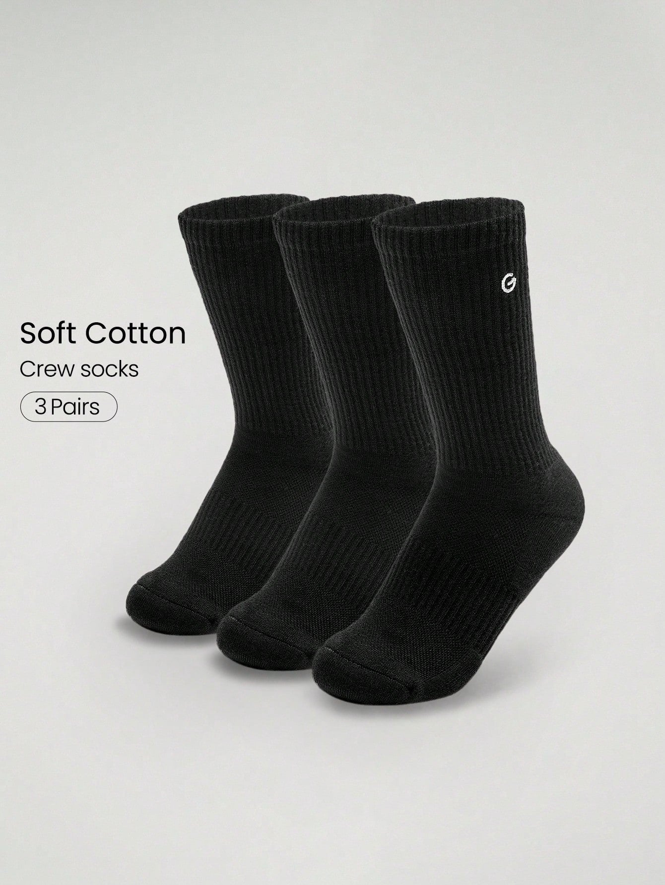 3 Pairs Socks Soft Ventilated Mesh With Embroidered Logo Gym Workout Daily