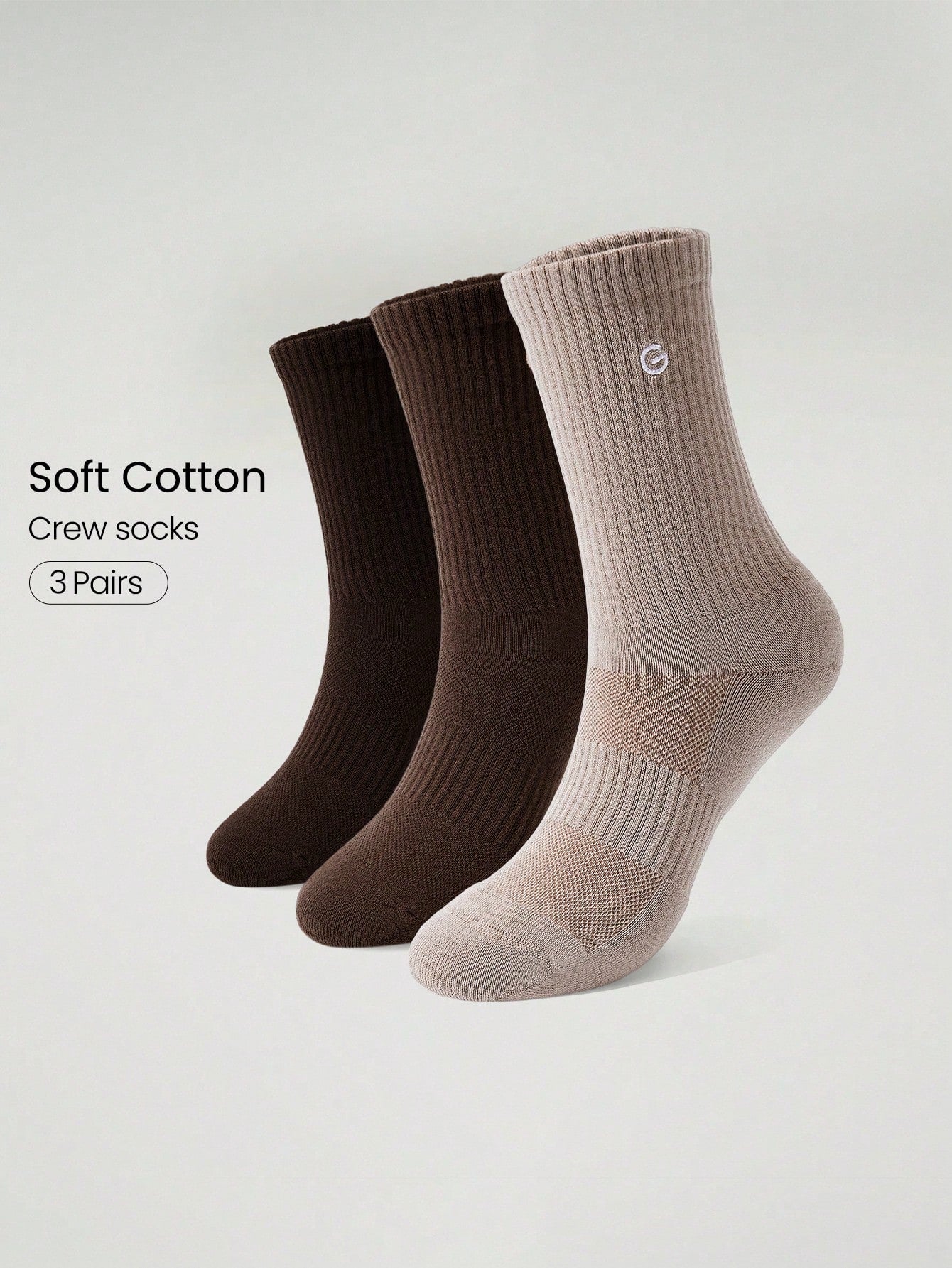 3 Pairs Socks Soft Ventilated Mesh With Embroidered Logo Gym Workout Daily