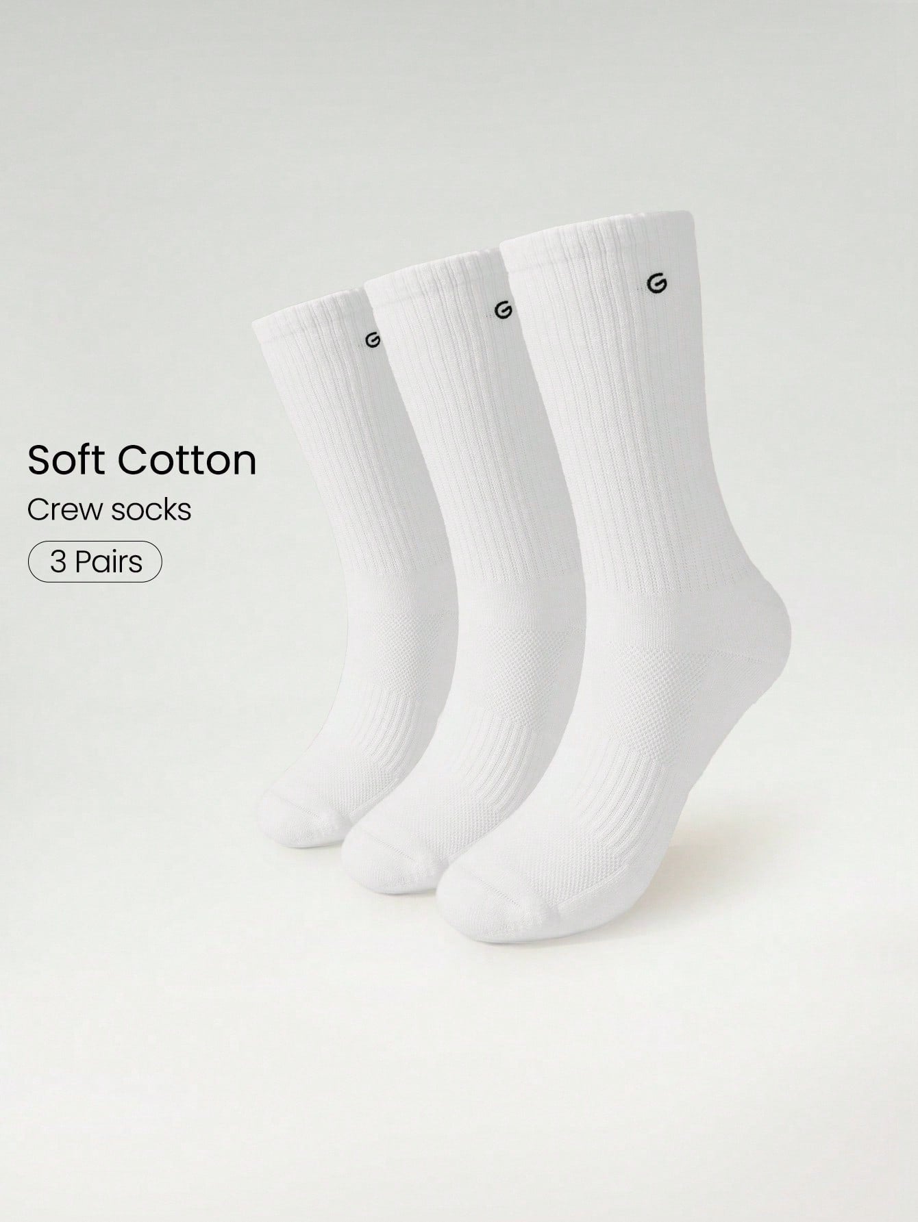 3 Pairs Socks Soft Ventilated Mesh With Embroidered Logo Gym Workout Daily