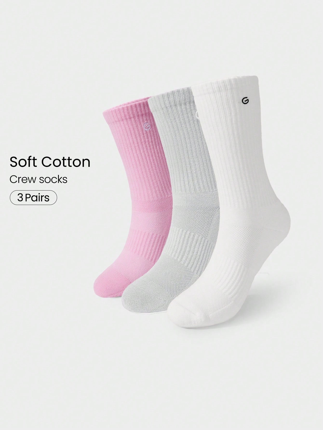 3 Pairs Socks Soft Ventilated Mesh With Embroidered Logo Gym Workout Daily