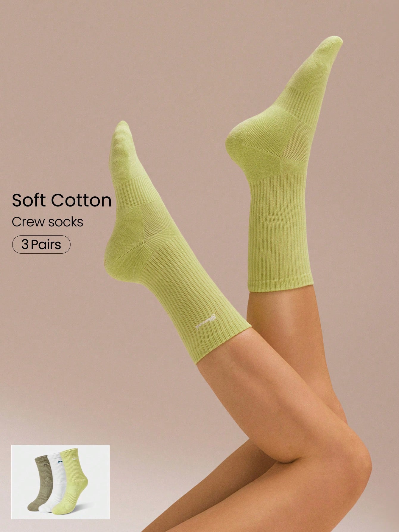 3 Pairs Socks Soft Ventilated Mesh With Embroidered Logo Gym Workout Daily