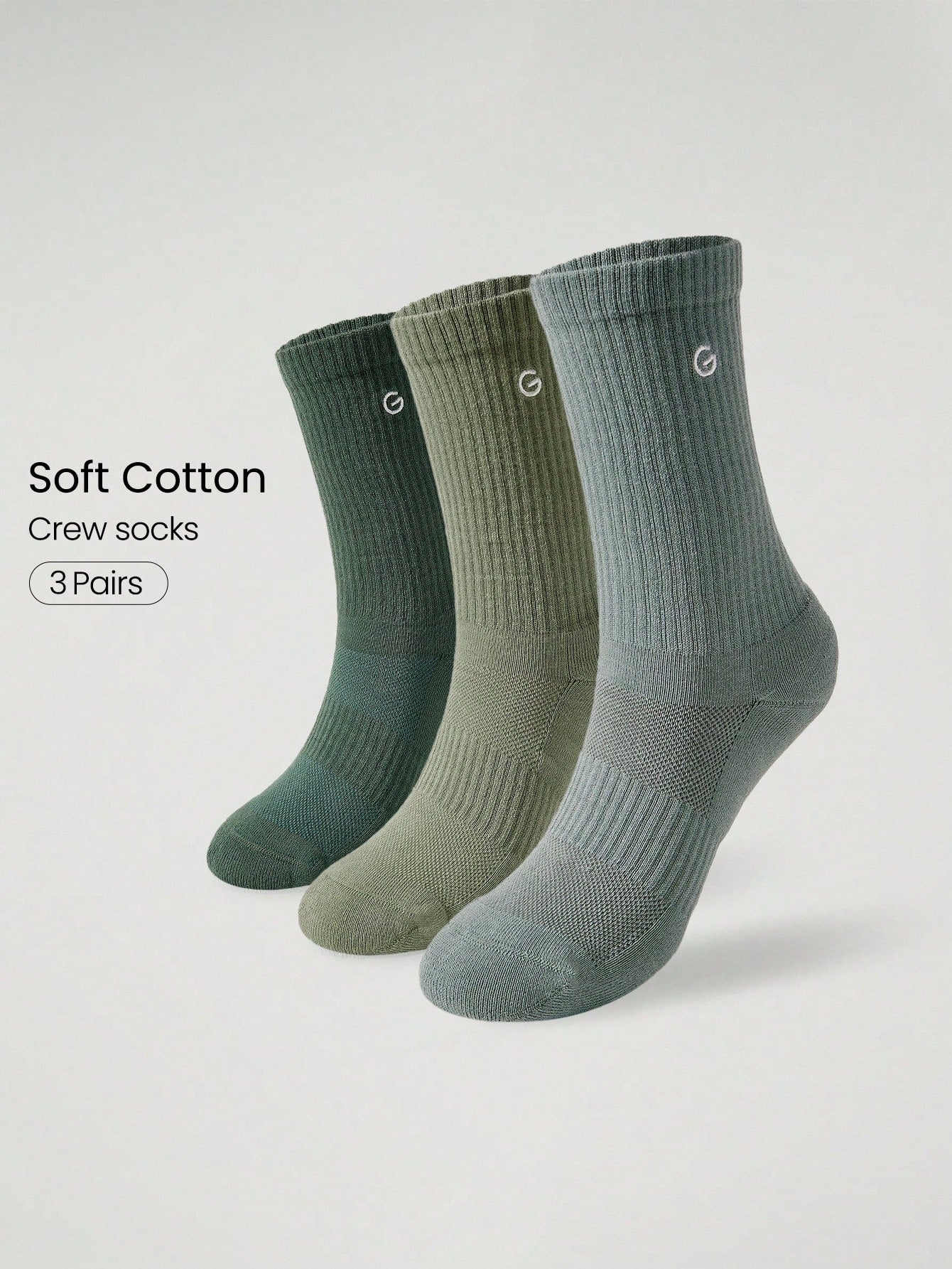 3 Pairs Socks Soft Ventilated Mesh With Embroidered Logo Gym Workout Daily