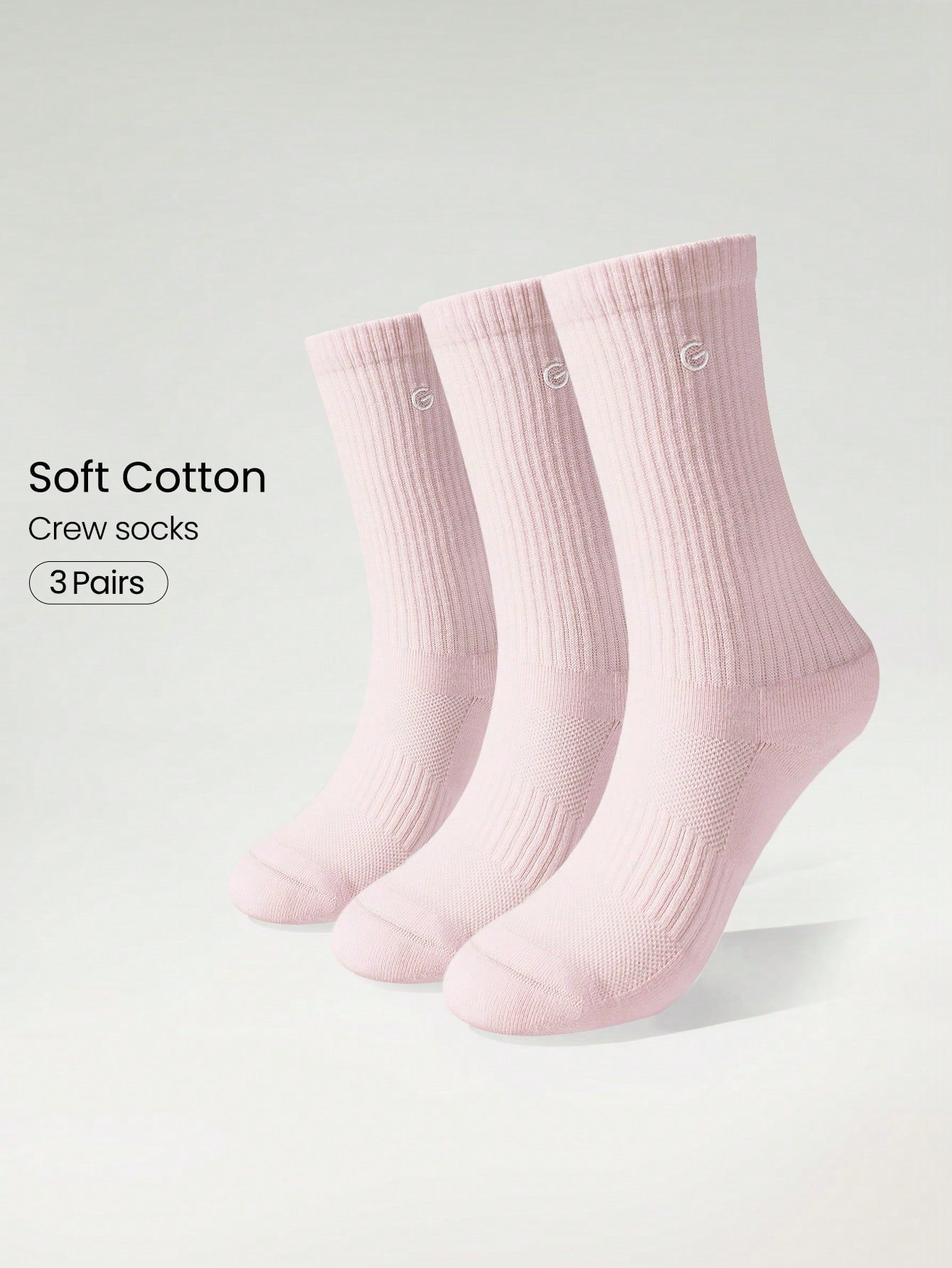 3 Pairs Socks Soft Ventilated Mesh With Embroidered Logo Gym Workout Daily