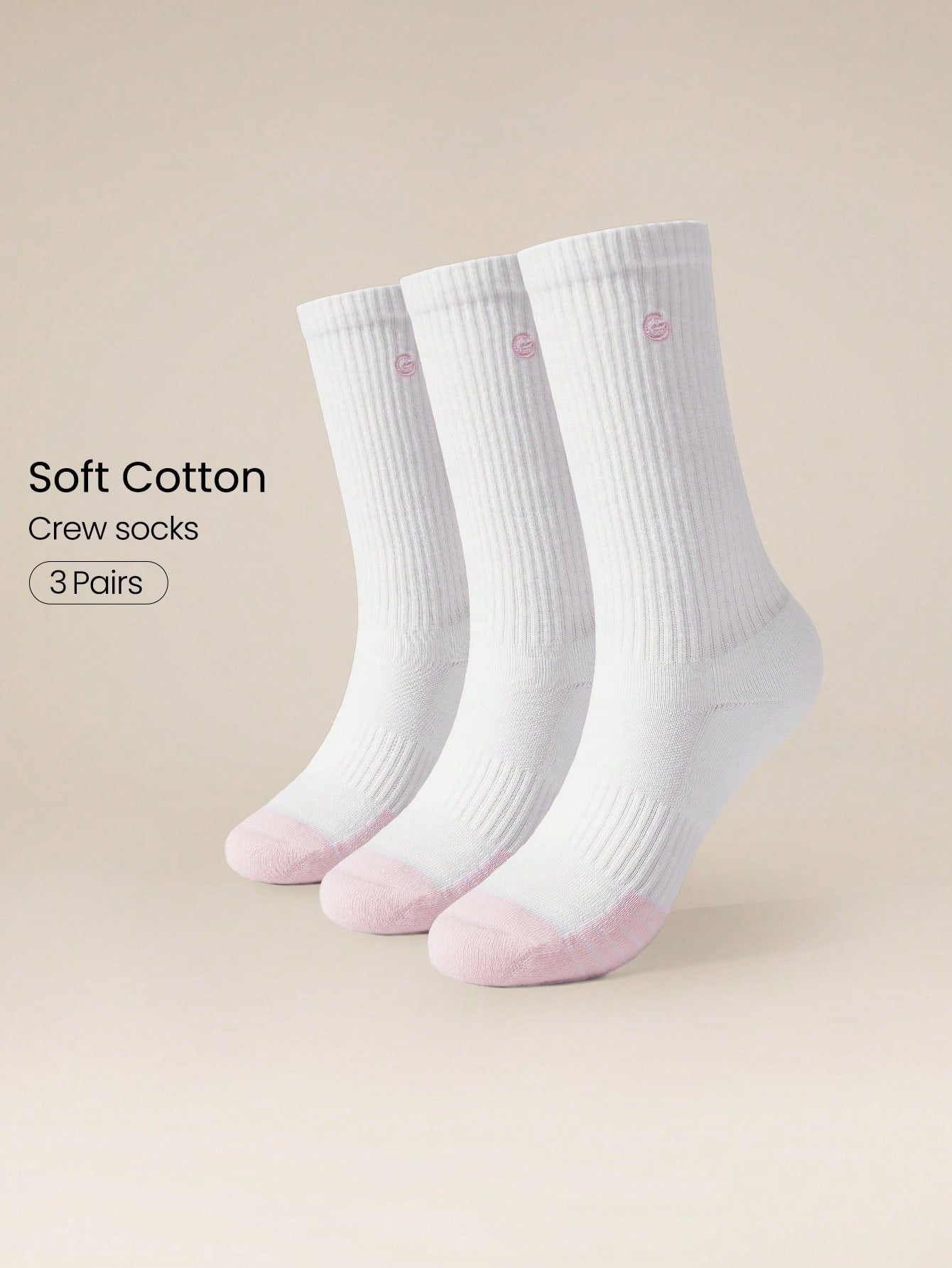 3 Pairs Socks Soft Ventilated Mesh With Embroidered Logo Gym Workout Daily