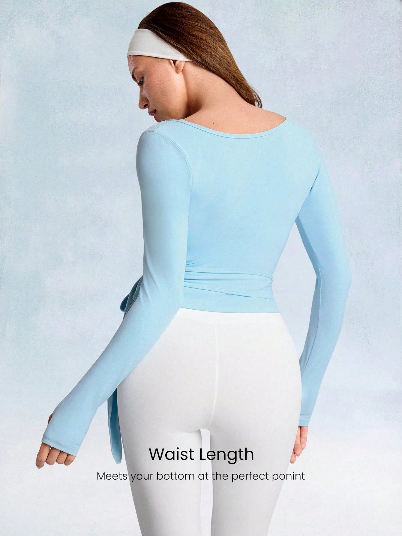 Decision 2-In-1 Reversible Wear Buttery-Soft Stretchy Sweat-Wicking Tie-Waist Long Sleeve Top