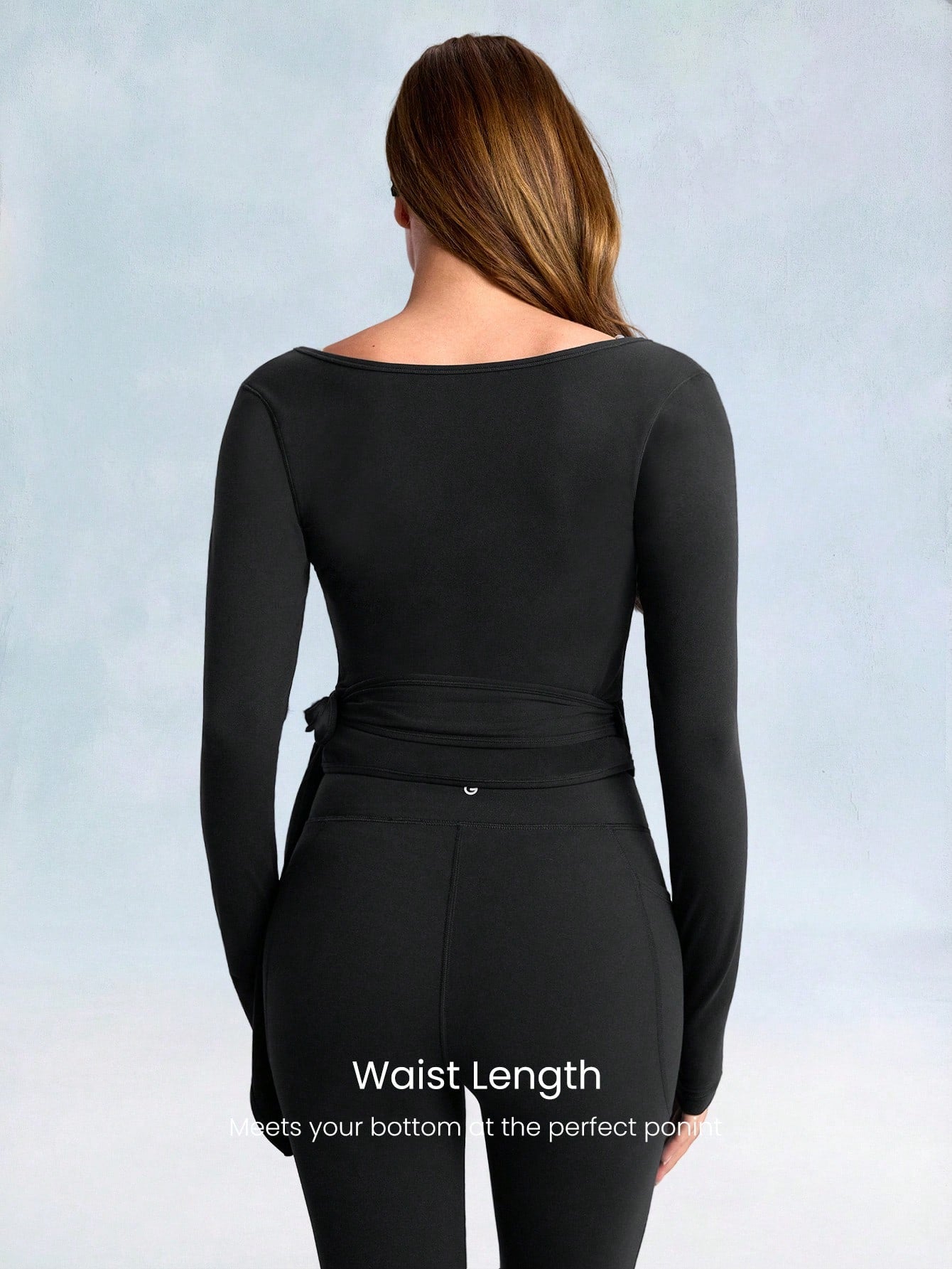Decision 2-In-1 Reversible Wear Buttery-Soft Stretchy Sweat-Wicking Tie-Waist Long Sleeve Top