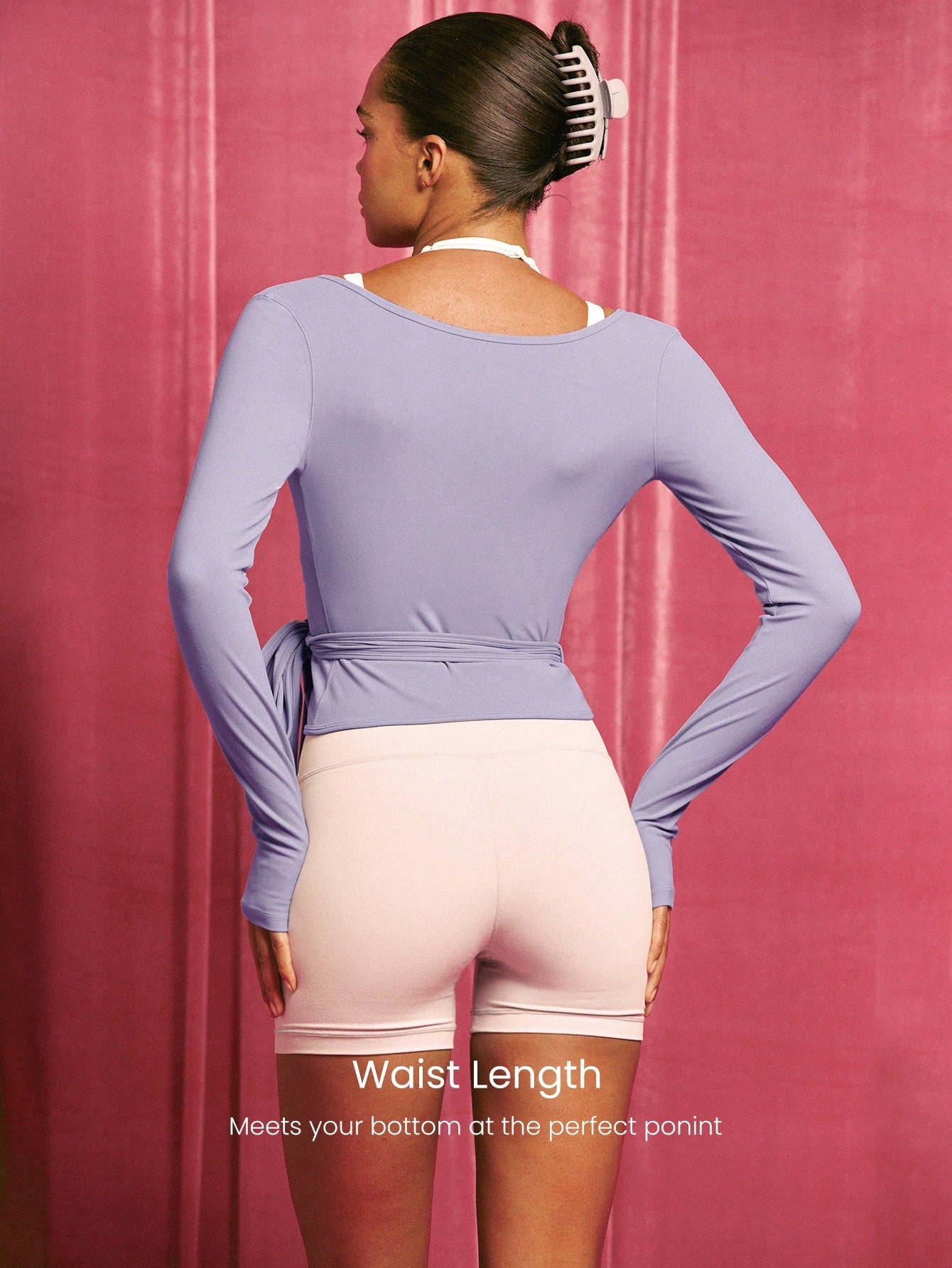 Decision 2-In-1 Reversible Wear Buttery-Soft Stretchy Sweat-Wicking Tie-Waist Long Sleeve Top
