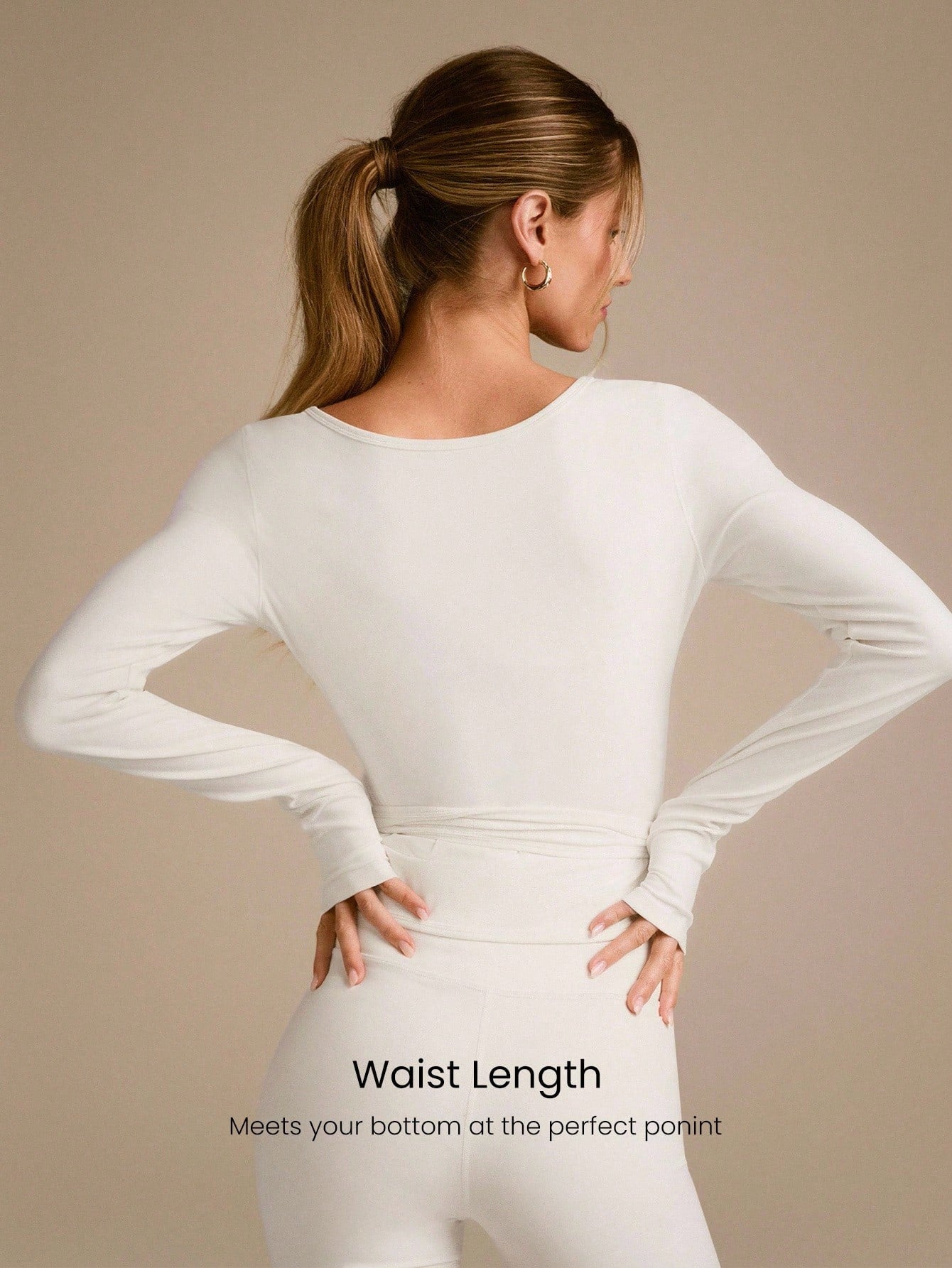 Decision 2-In-1 Reversible Wear Buttery-Soft Stretchy Sweat-Wicking Tie-Waist Long Sleeve Top