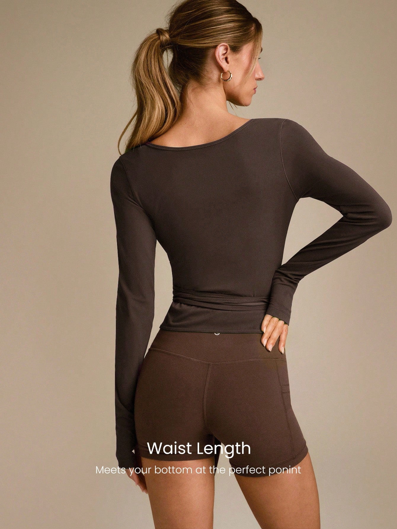 Decision 2-In-1 Reversible Wear Buttery-Soft Stretchy Sweat-Wicking Tie-Waist Long Sleeve Top