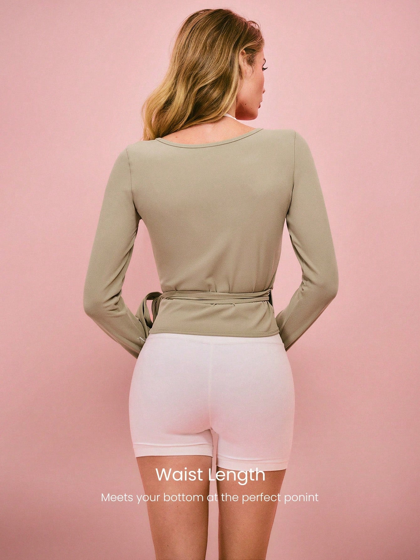 Decision 2-In-1 Reversible Wear Buttery-Soft Stretchy Sweat-Wicking Tie-Waist Long Sleeve Top