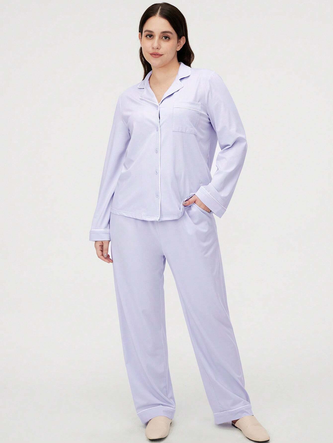 Cotton & Modal Basic Long Pajama Set