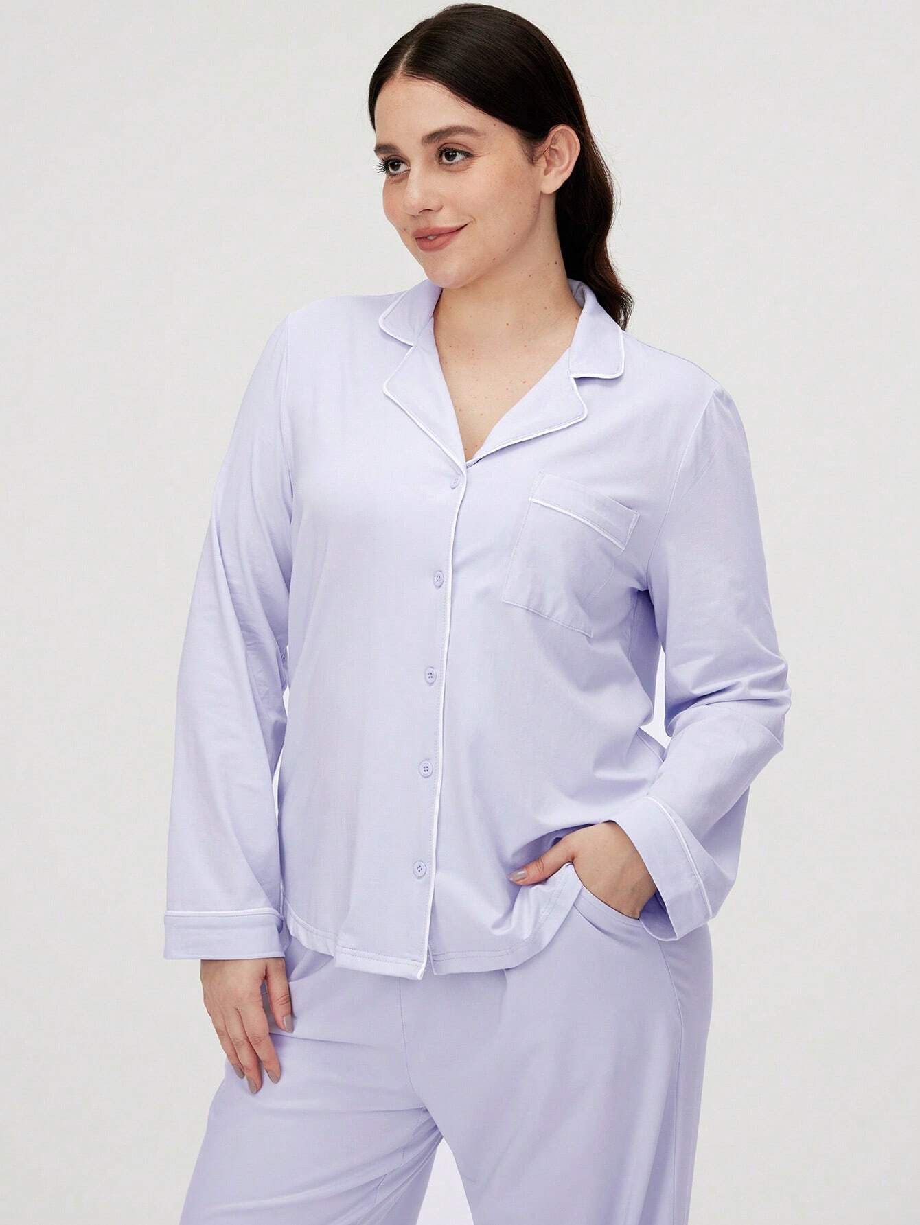 Cotton & Modal Basic Long Pajama Set
