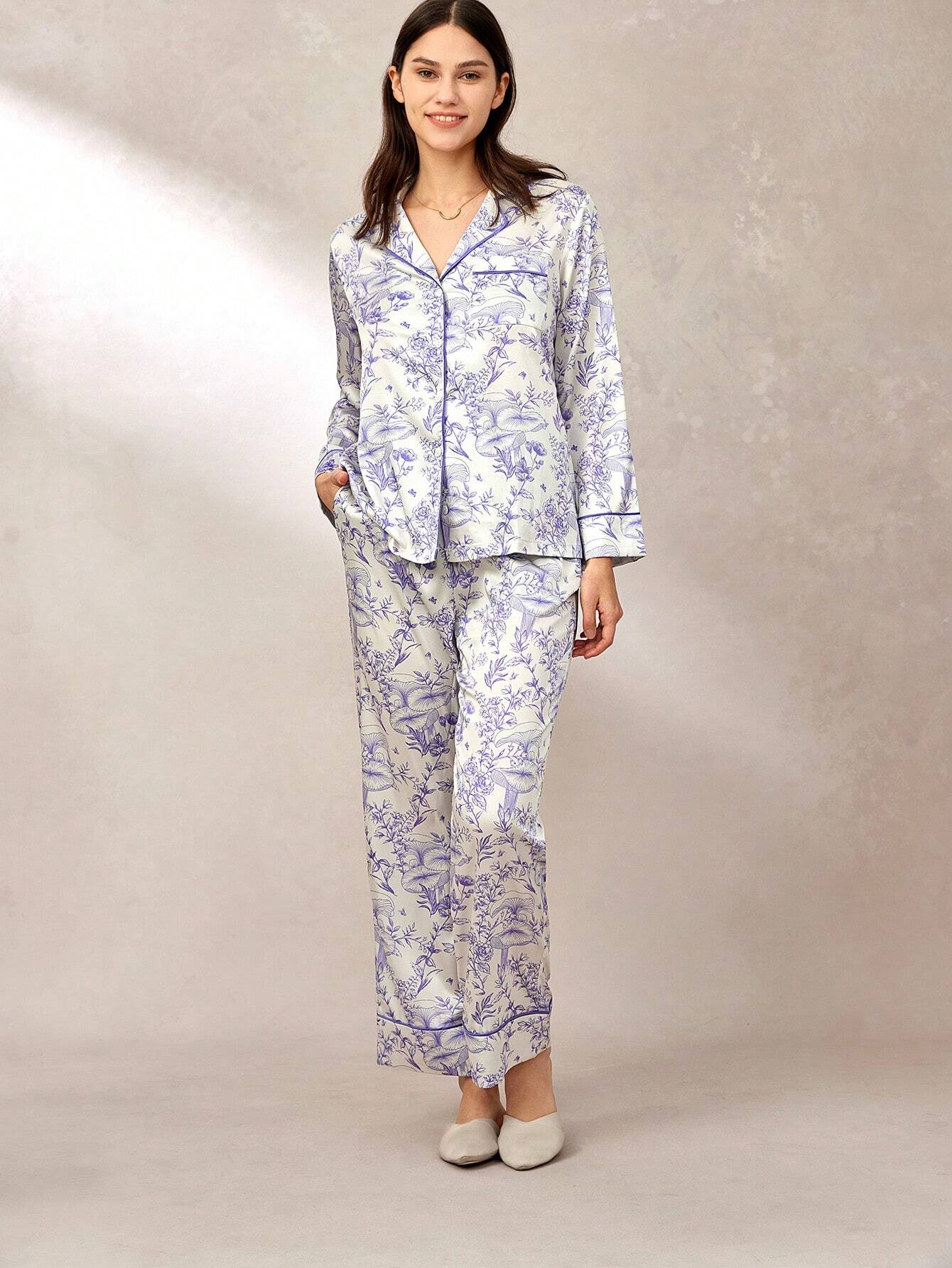 Basic Satin Solid Button-Up PJ & Lounge Sets