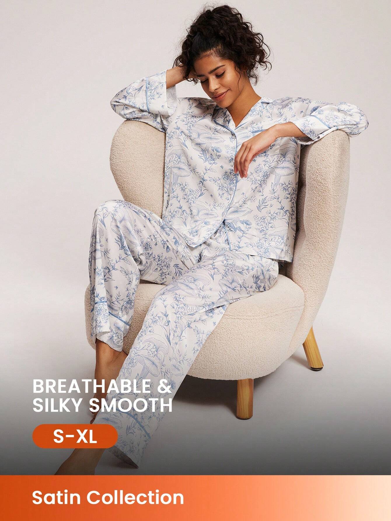 Basic Satin Solid Button-Up PJ & Lounge Sets