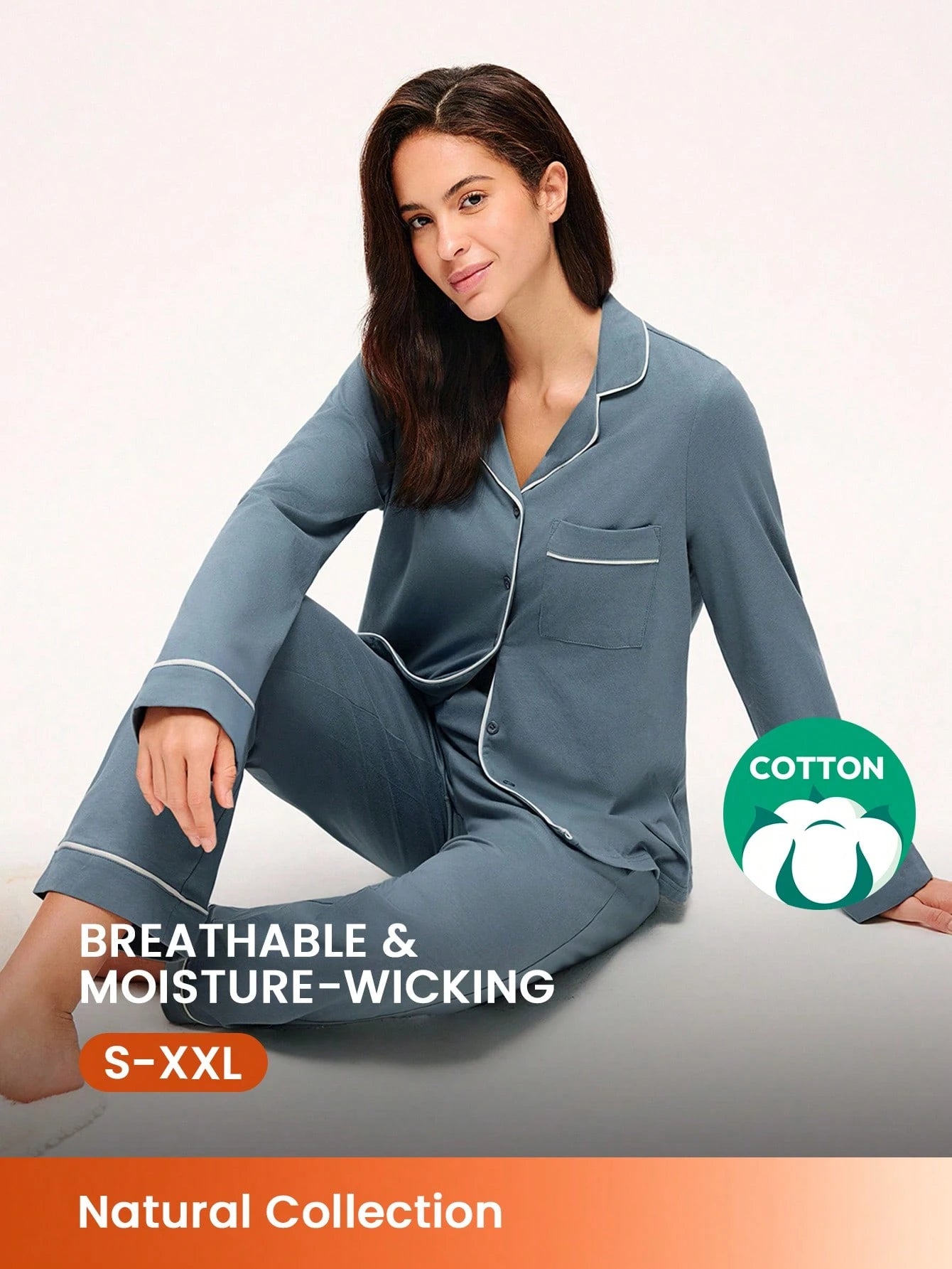 Cotton & Modal Basic Long Pajama Set