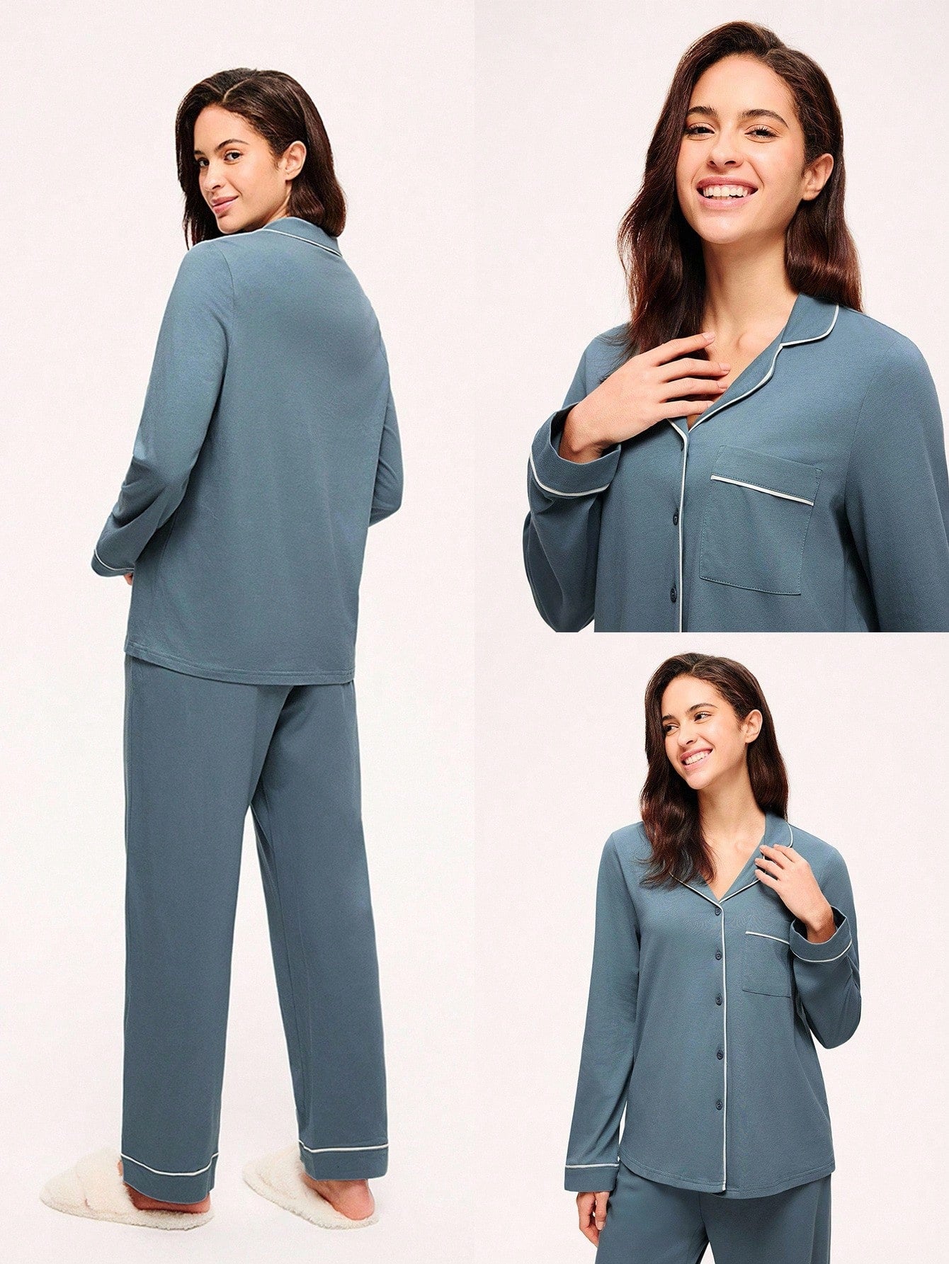 Cotton & Modal Basic Long Pajama Set