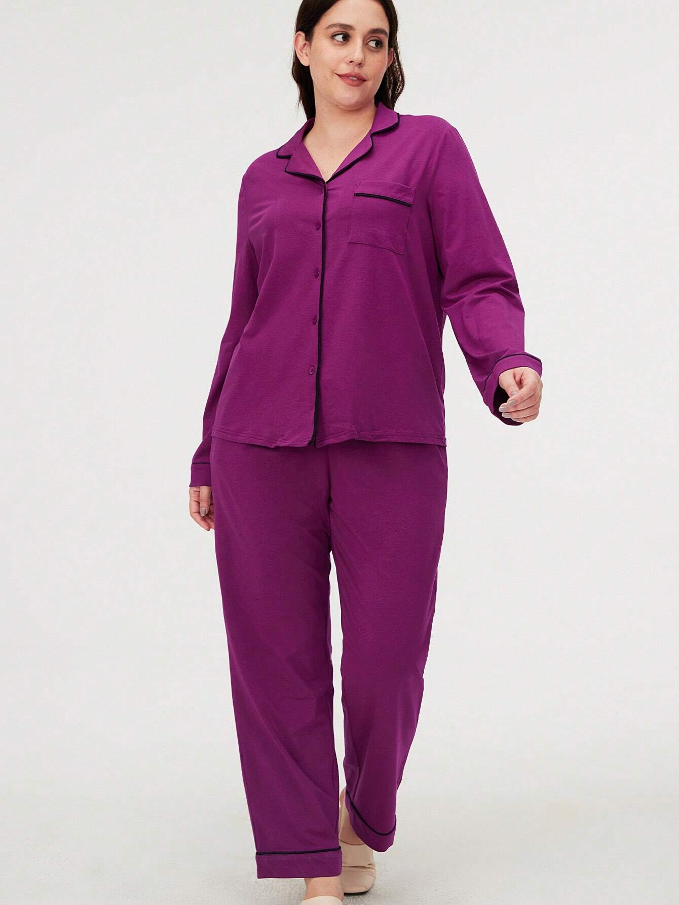 Cotton & Modal Basic Long Pajama Set