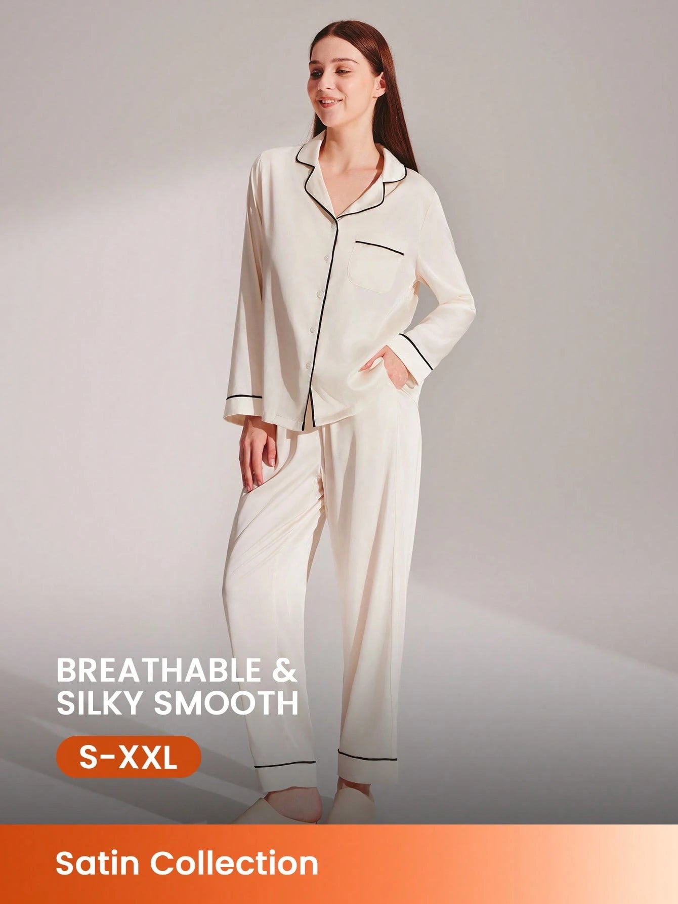 Basic Satin Solid Button-Up PJ & Lounge Sets