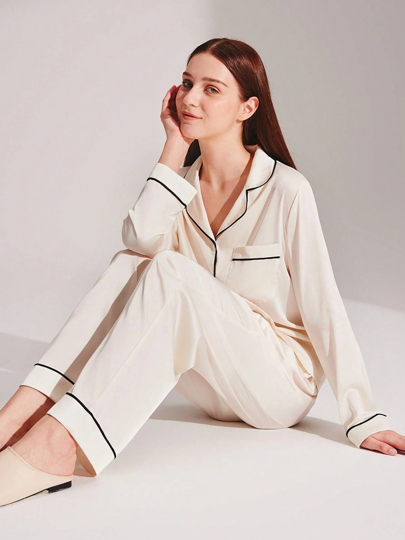 Basic Satin Solid Button-Up PJ & Lounge Sets
