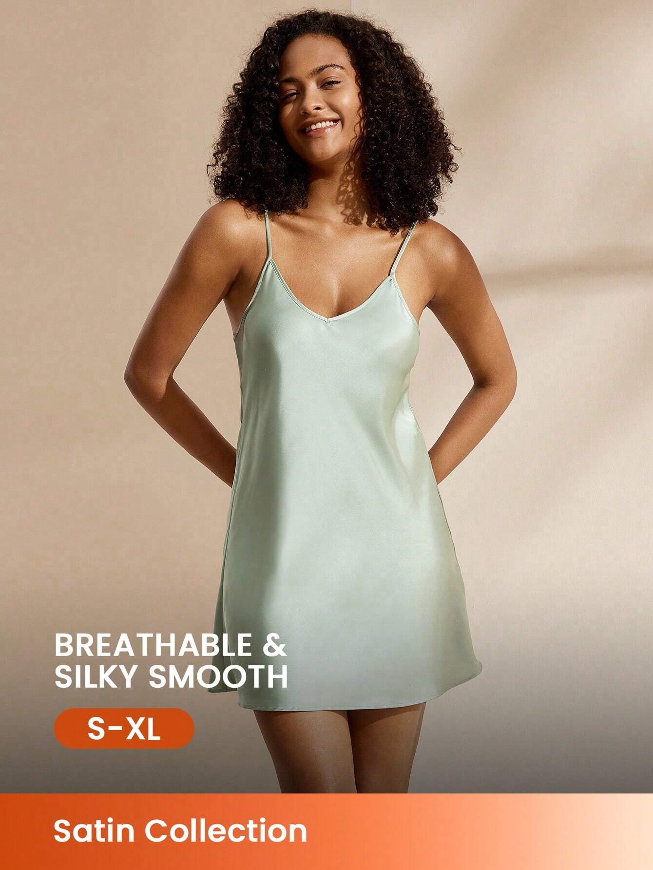 Sexy And Basic Thin Strap Satin Wedding Night Dress Green