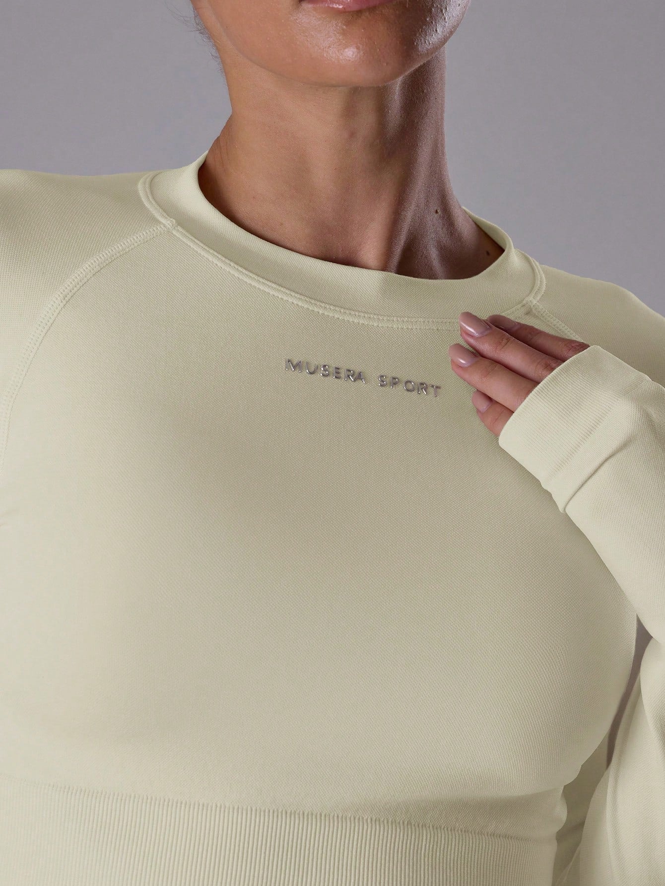 Musera Sport Slogan 'Sport' Cropped Fitted Long Sleeve Top Padel