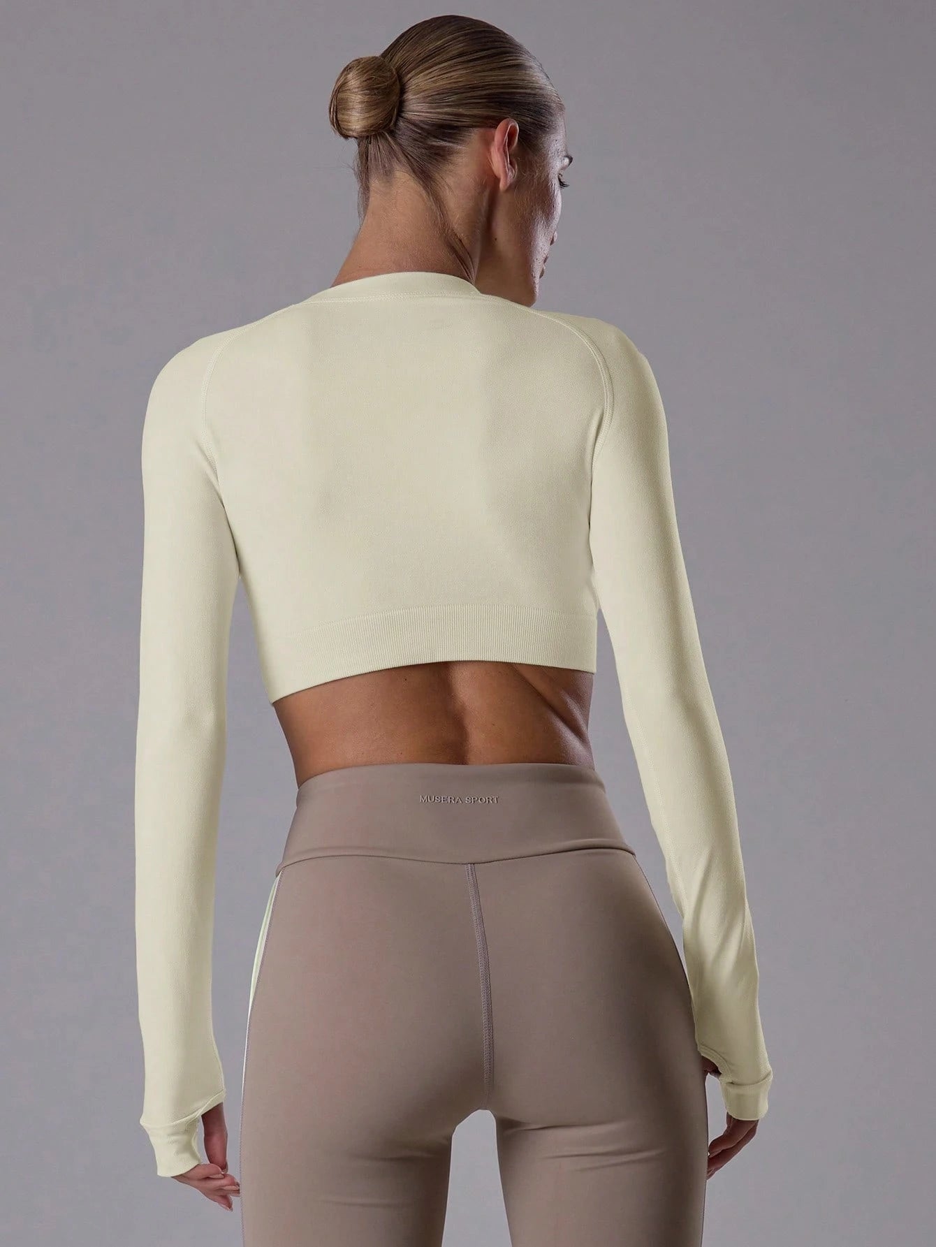 Musera Sport Slogan 'Sport' Cropped Fitted Long Sleeve Top Padel