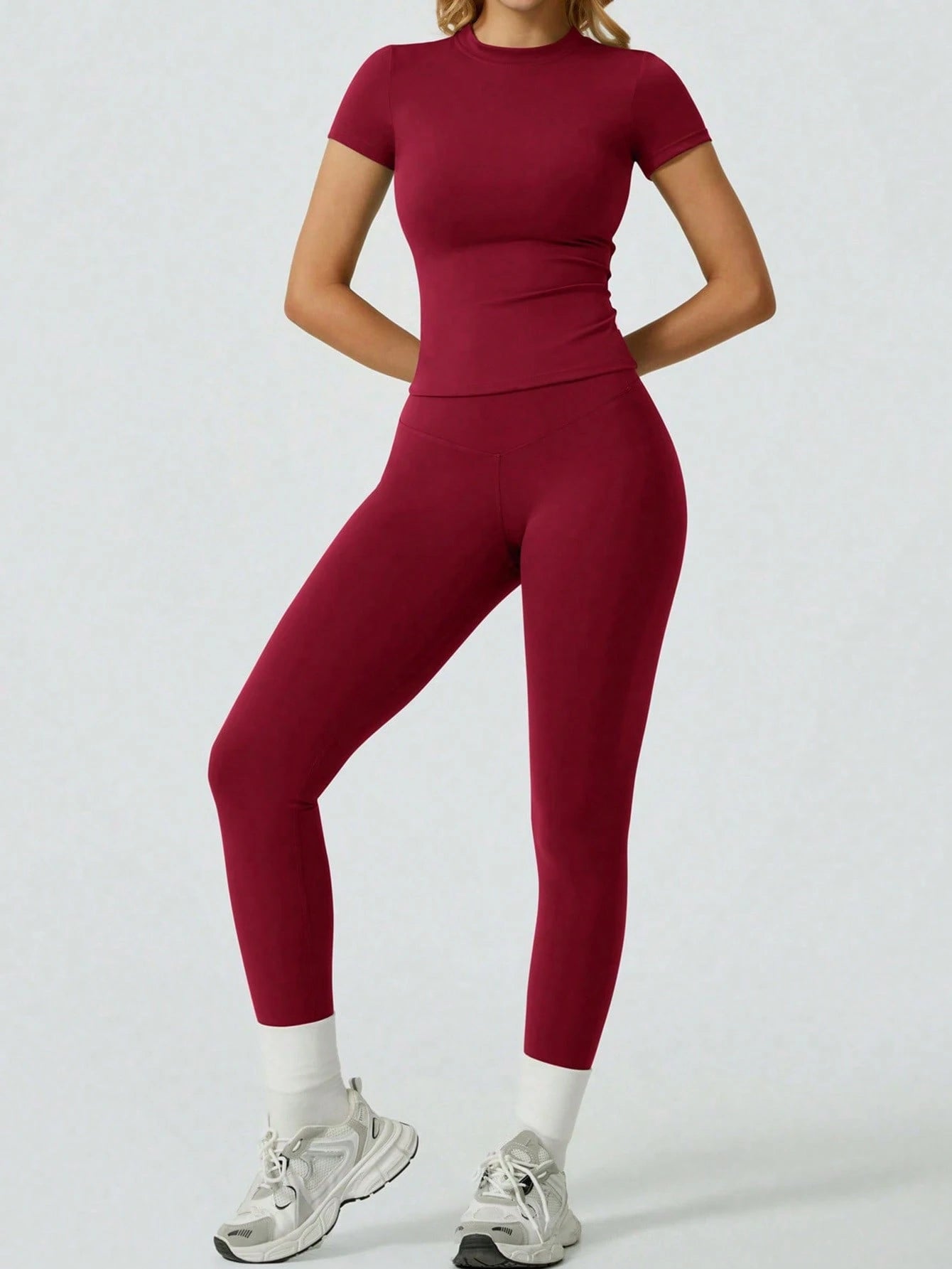 Solid Color Simple Casual Sportswear Set