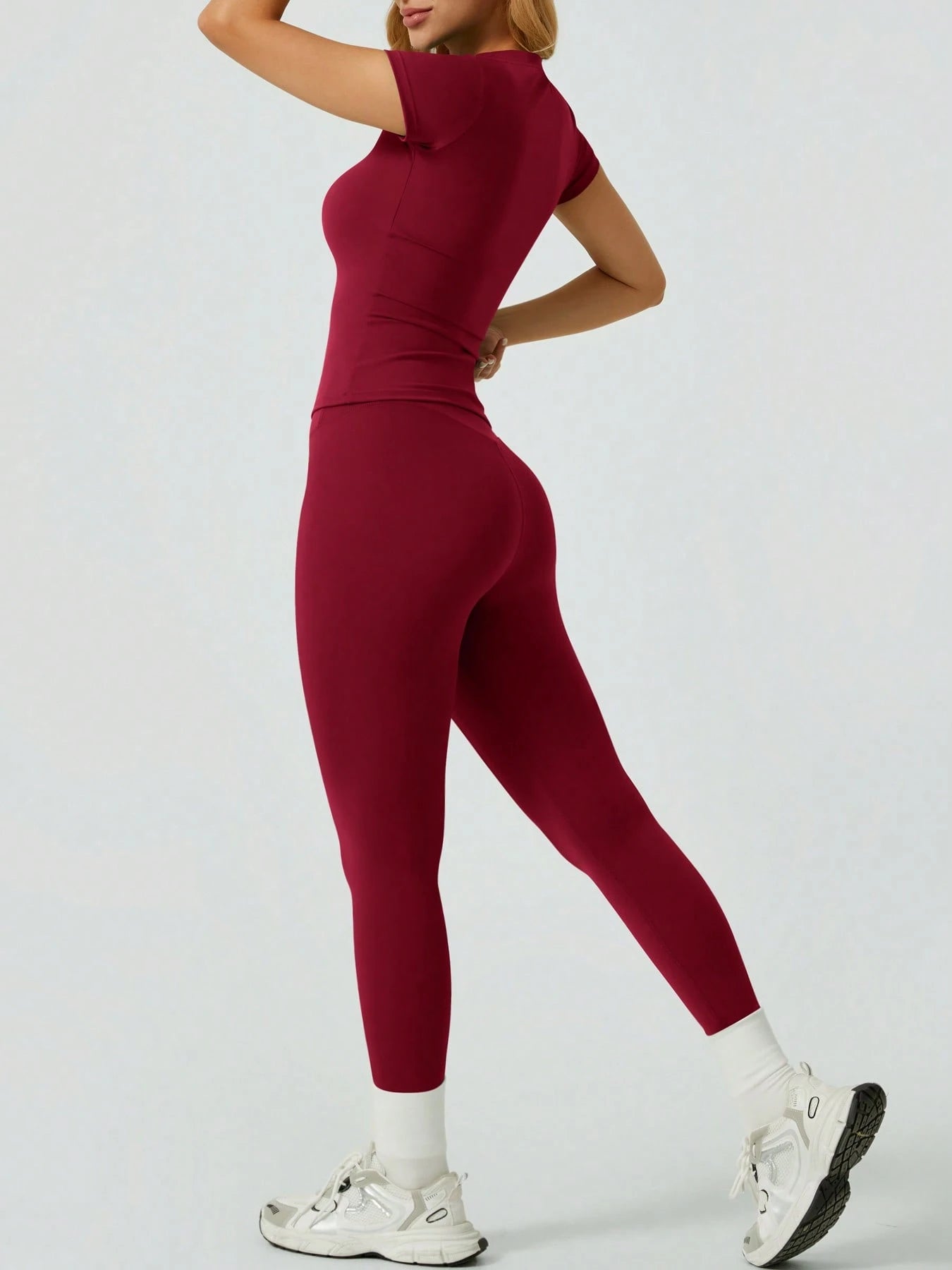 Solid Color Simple Casual Sportswear Set
