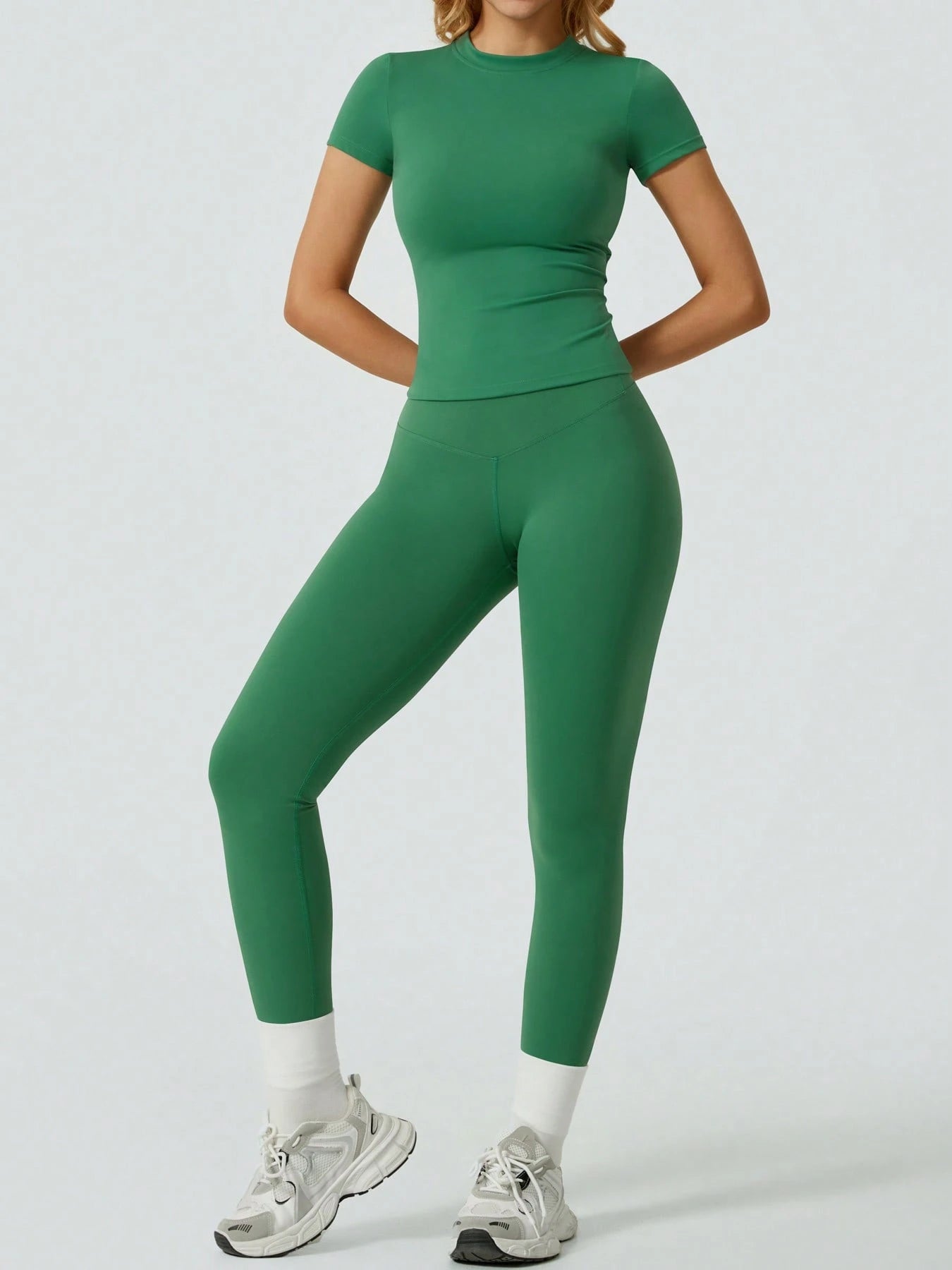 Solid Color Simple Casual Sportswear Set