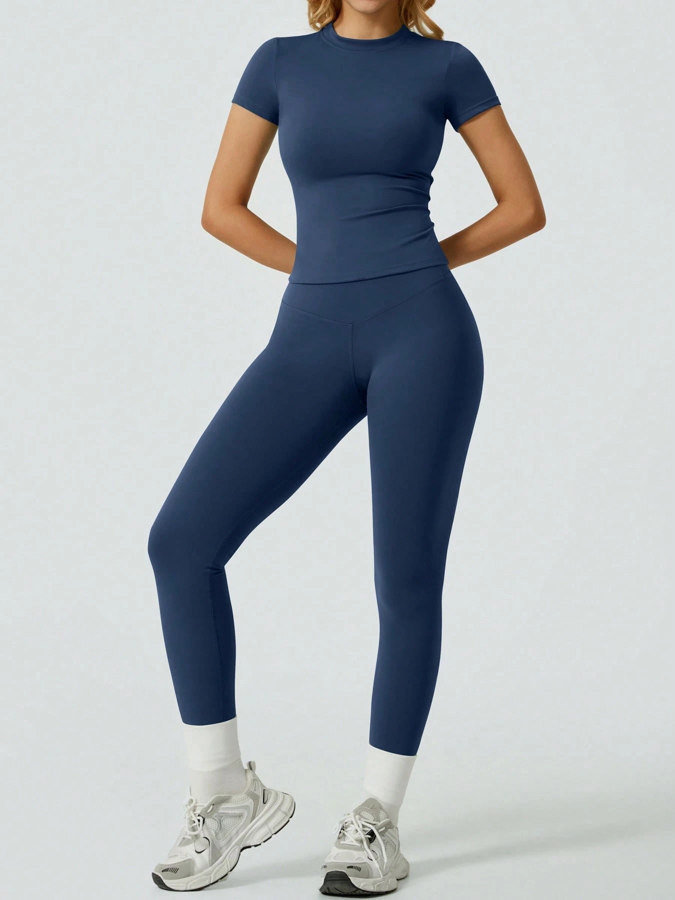Solid Color Simple Casual Sportswear Set