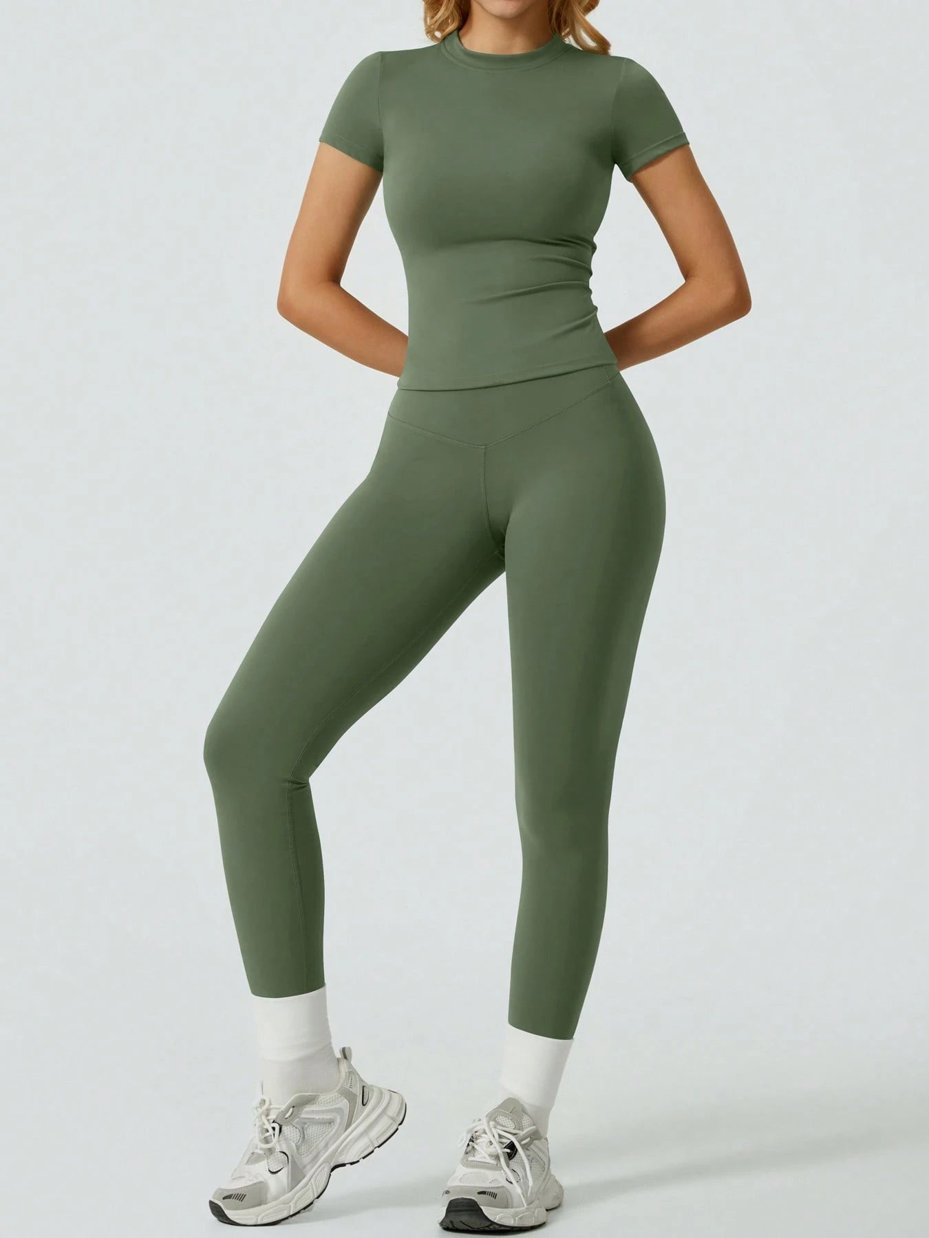 Solid Color Simple Casual Sportswear Set