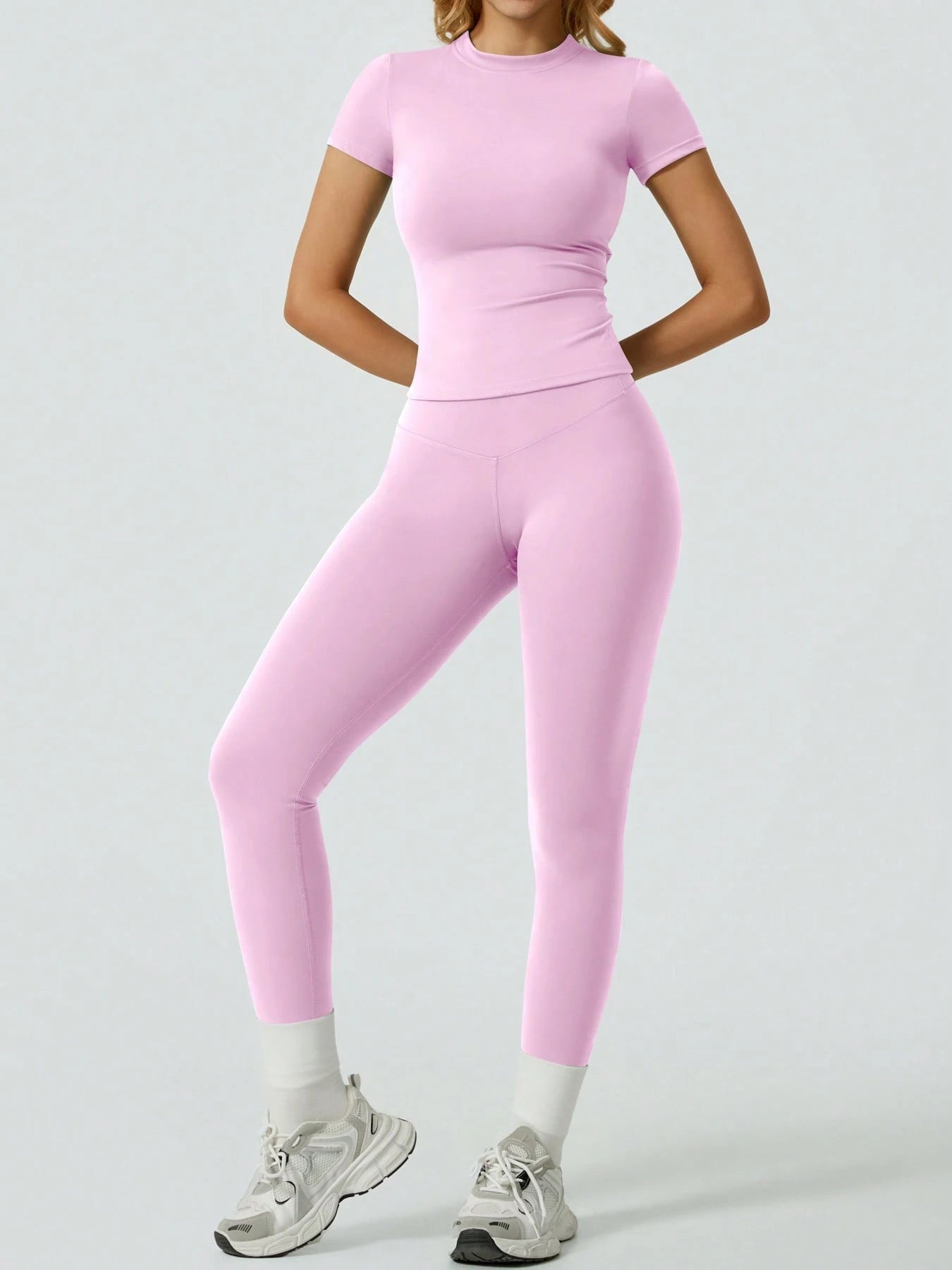 Solid Color Simple Casual Sportswear Set