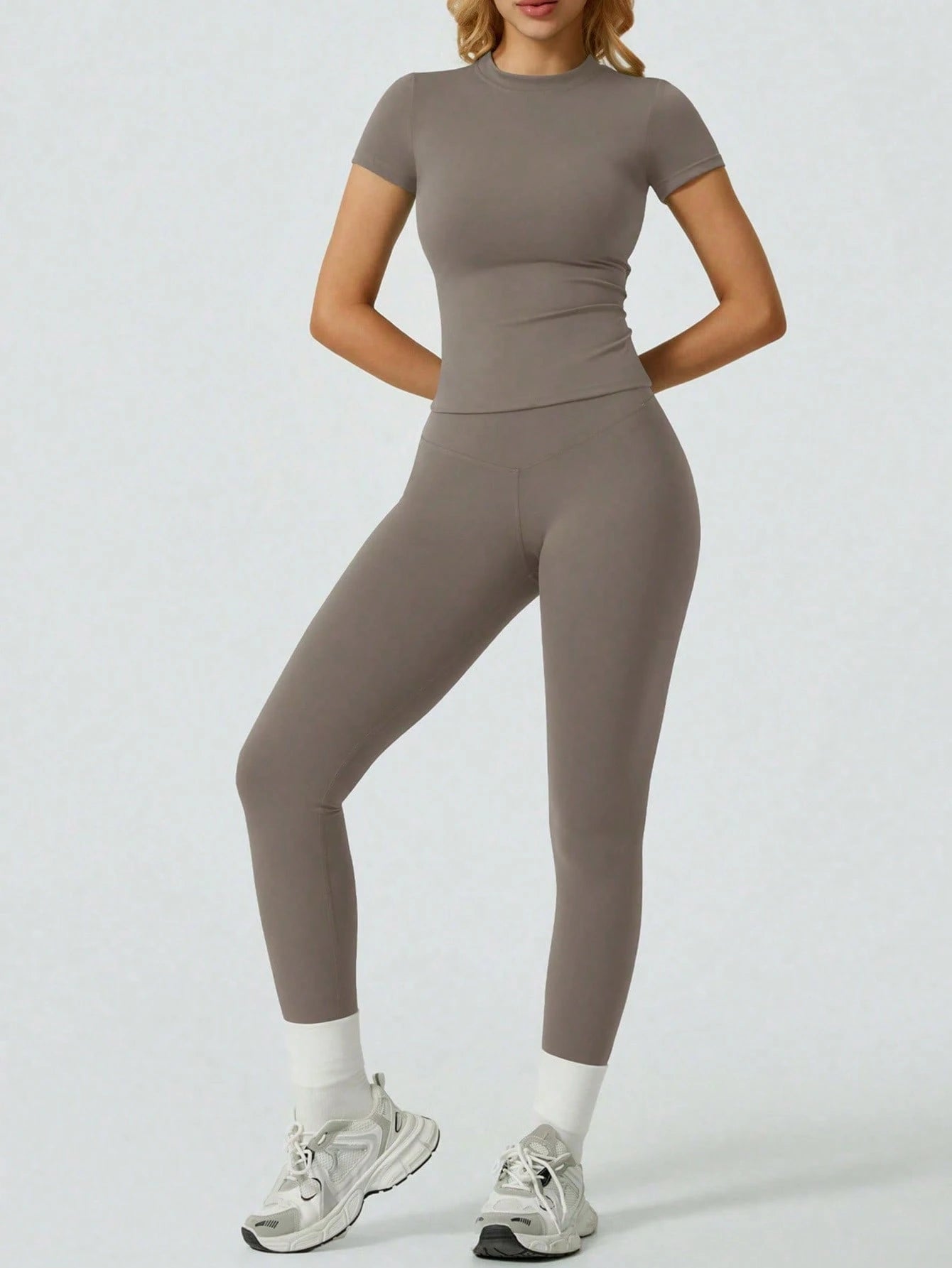 Solid Color Simple Casual Sportswear Set