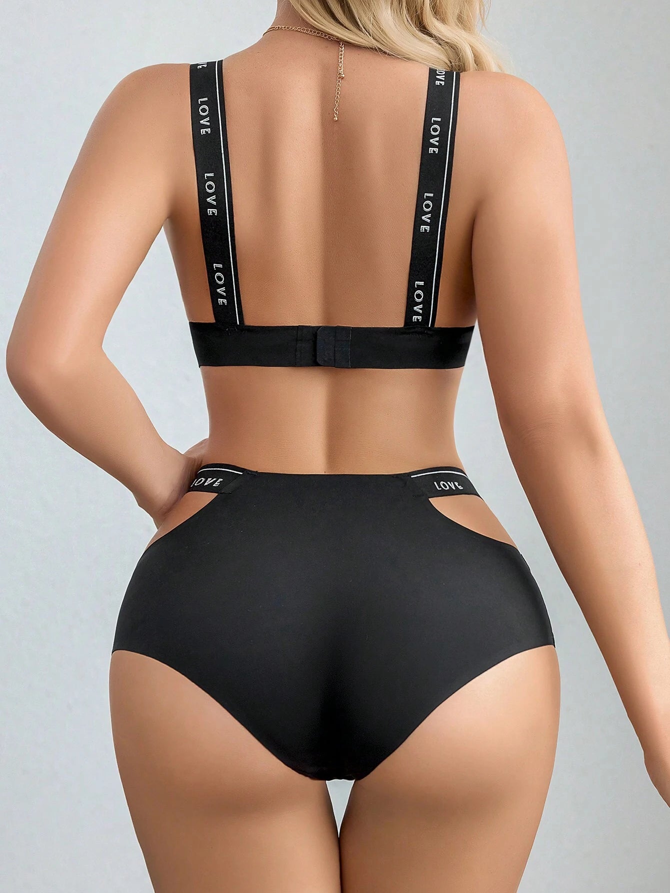 Chest Cushion Bra Hollow Triangle Pants Nylon Set