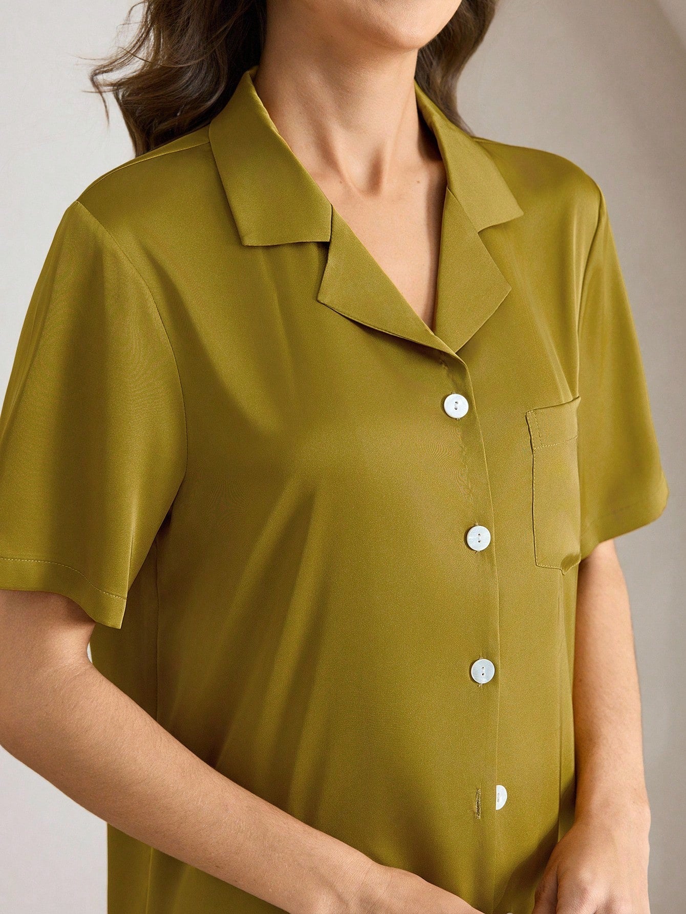 Ocili Leisure Leisure Soft & Silky Satin Fabric Lapel Pajama Sets