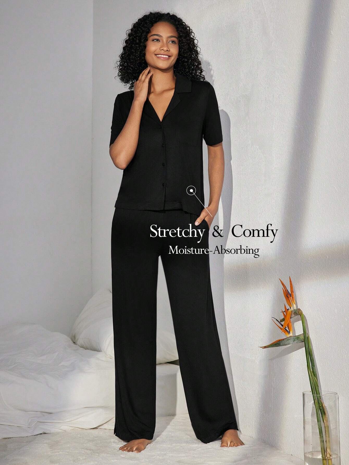 Women's Fashionable & Comfortable Solid Color Homewear Set