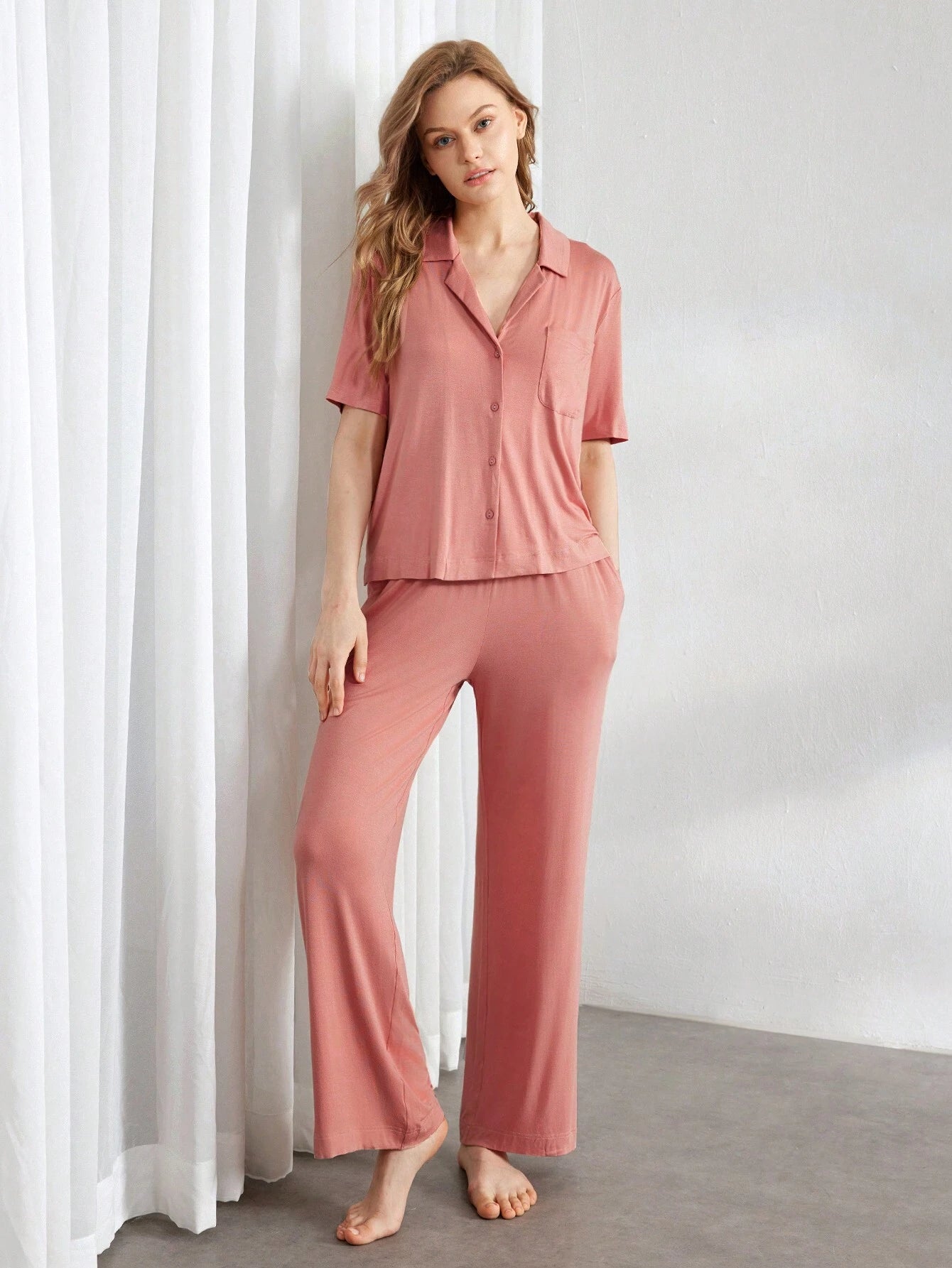 Women's Fashionable & Comfortable Solid Color Homewear Set