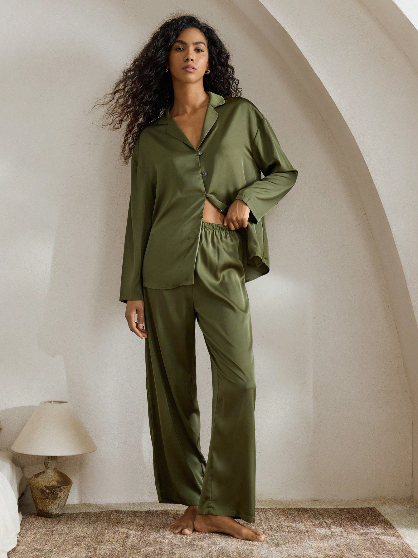Women's Satin Sleepwear Pajama Set