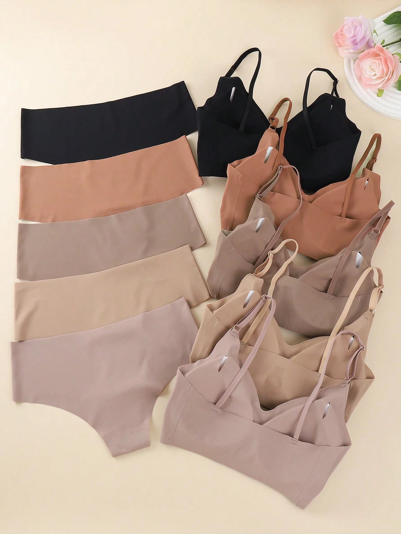 10pcs/Set Summer Comfortable Seamless Removable Cup Bra Set