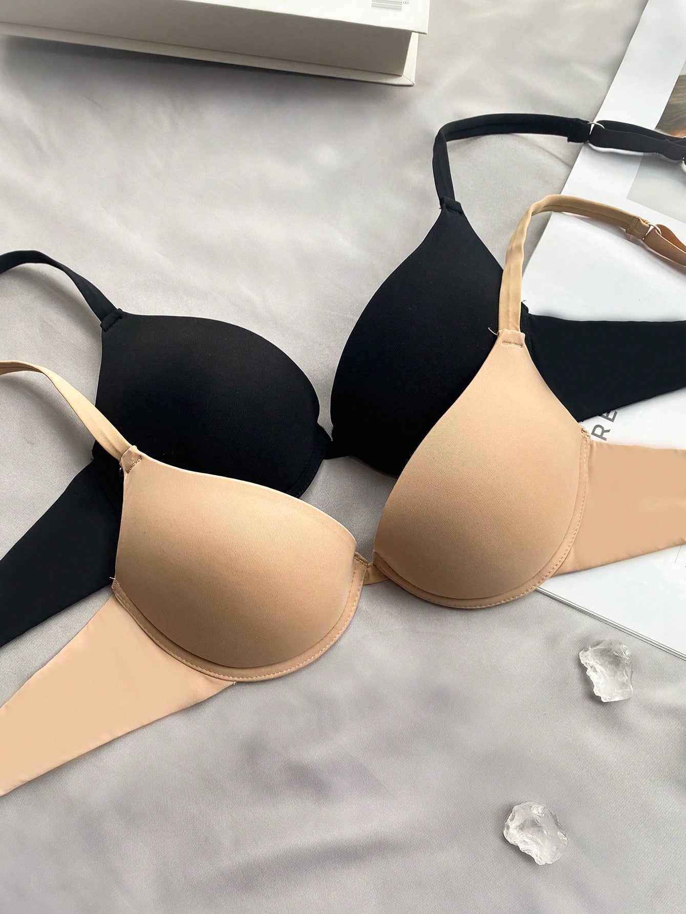 2pcs Women's Minimalist Solid Color Wire-Free Bras