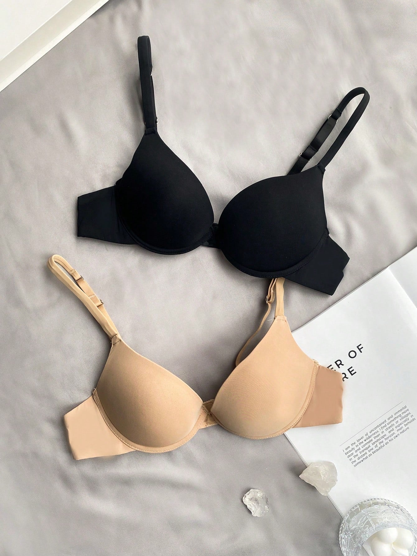 2pcs Women's Minimalist Solid Color Wire-Free Bras