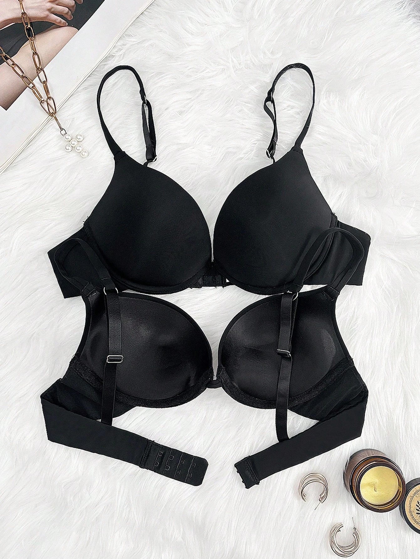 2pcs Women's Minimalist Solid Color Wire-Free Bras