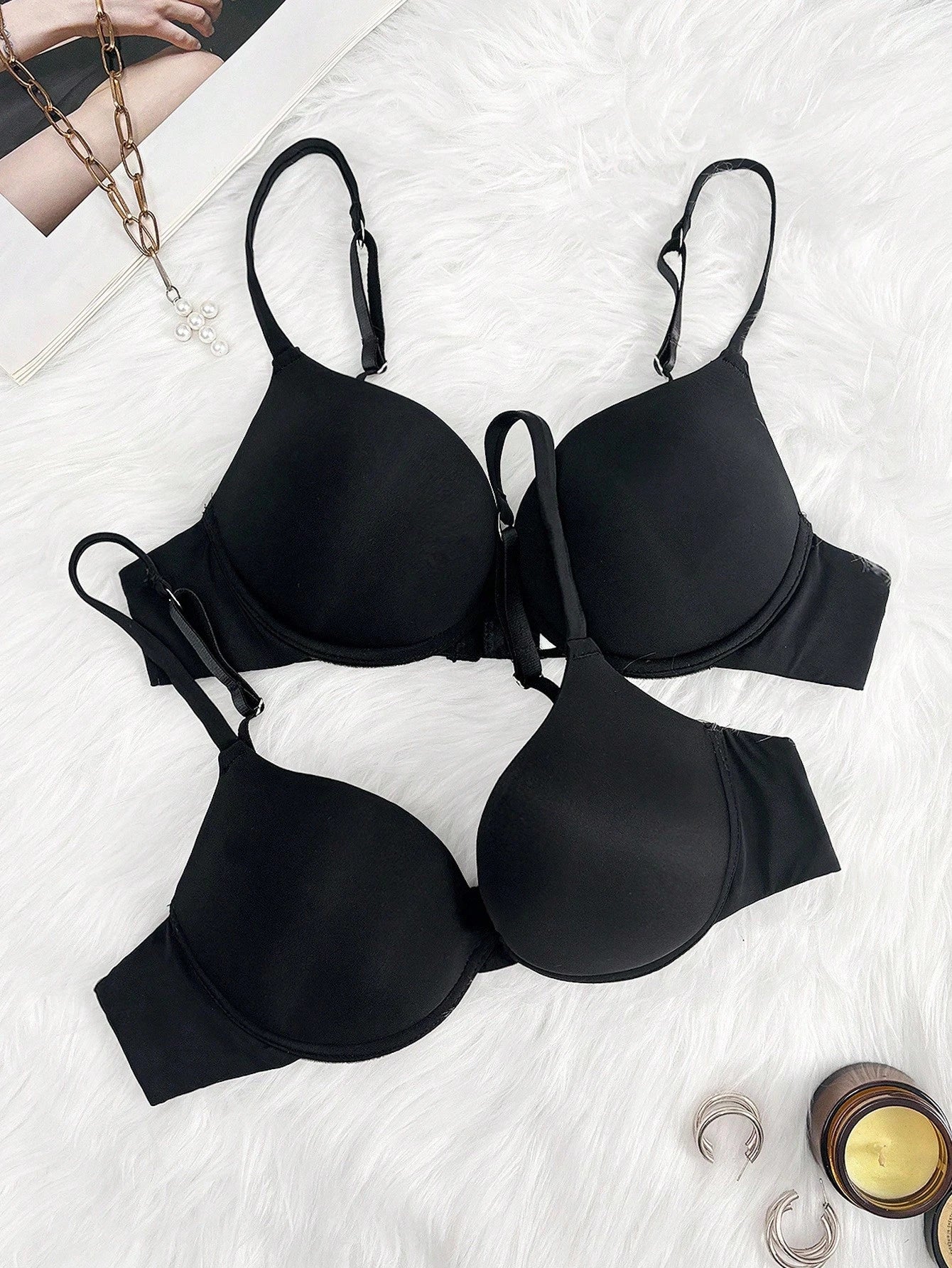 2pcs Women's Minimalist Solid Color Wire-Free Bras