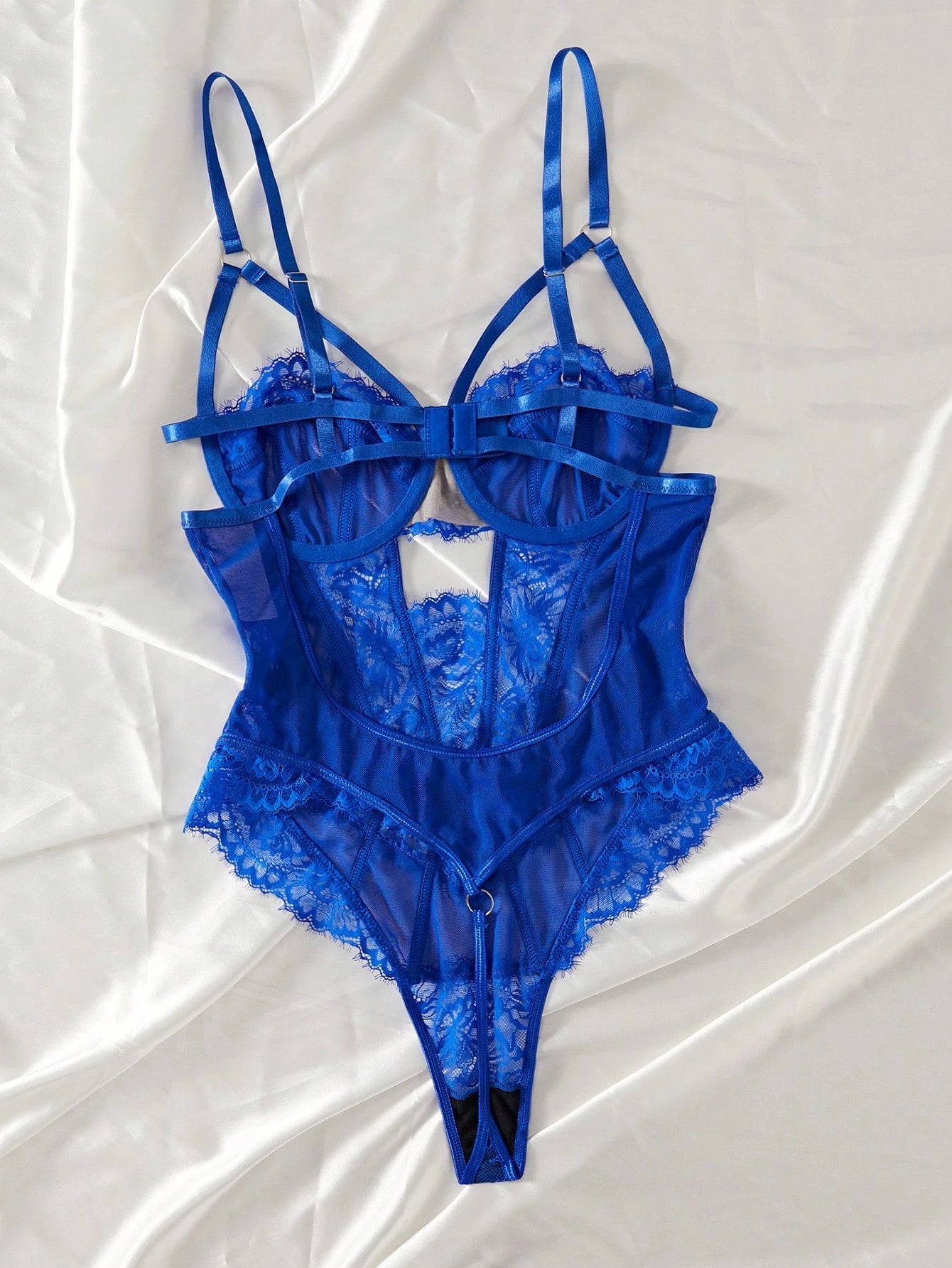 Seduluxe Hollow Out Lace Detail Sexy Bodysuit Lingerie