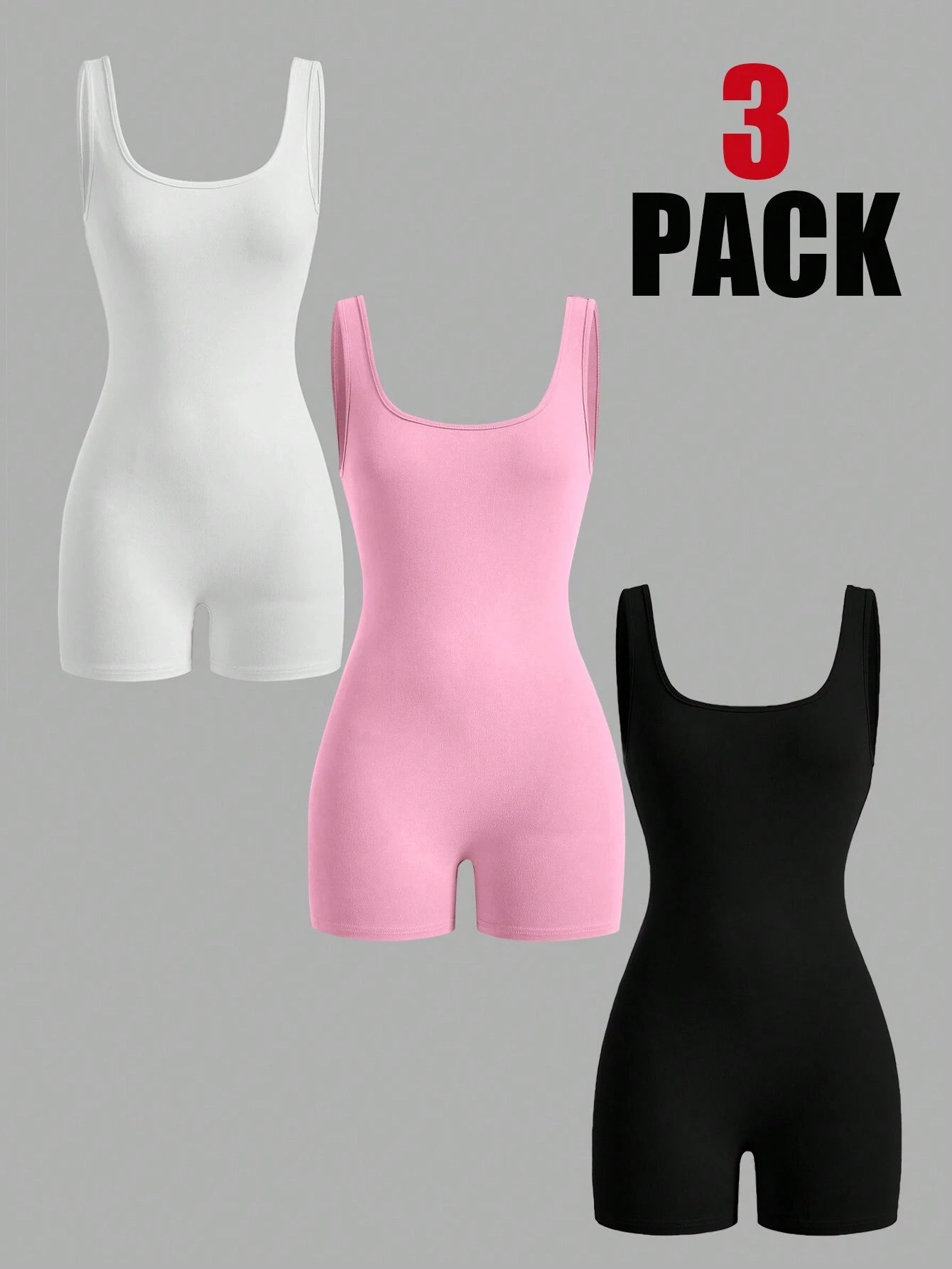 EZwear 3pcs Solid Color Turtleneck Unitards