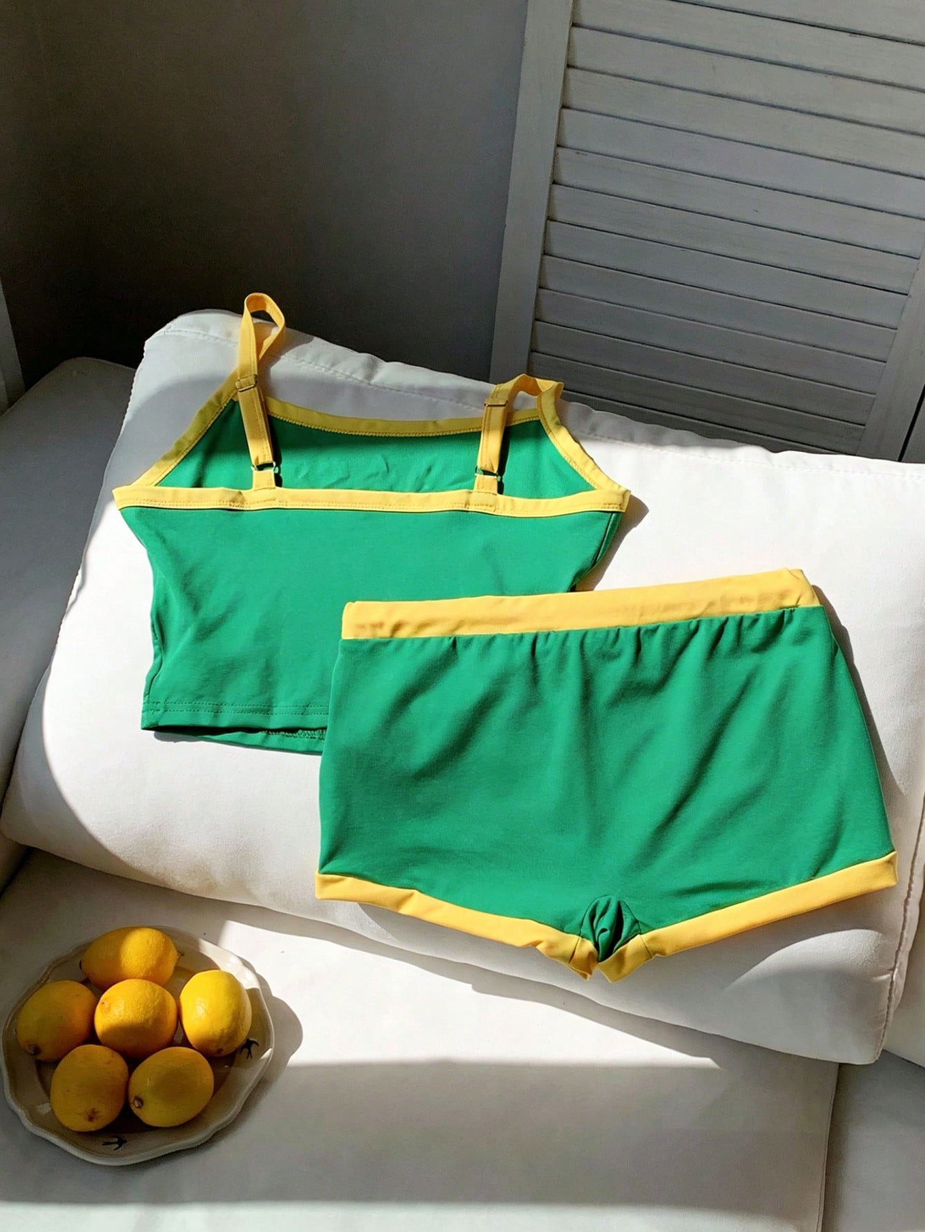 Comfortcana Brazil Flag & Letter Print Cropped Camisole Top And Shorts
