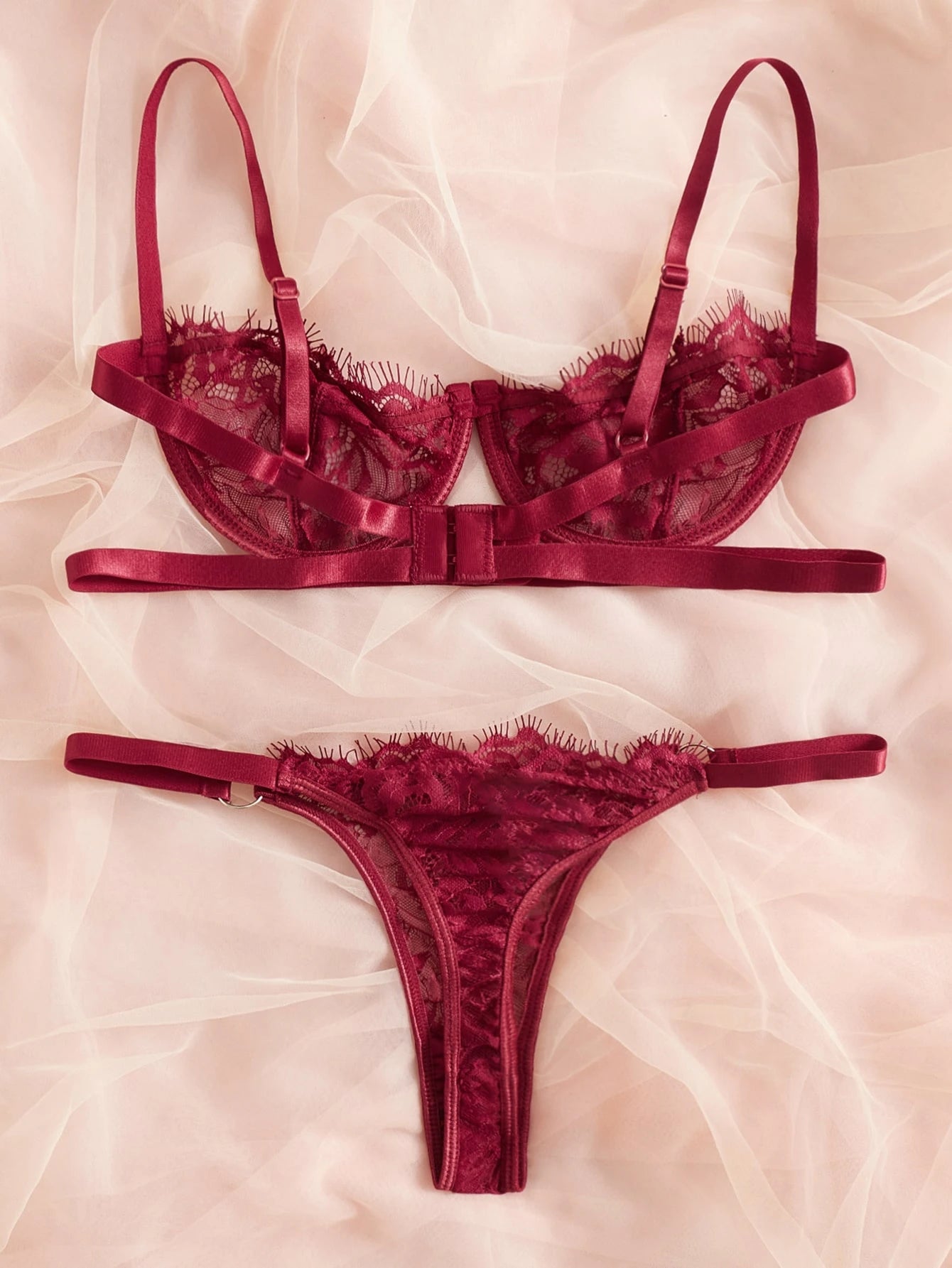 Floral Lace Underwire Bra & Panty Sexy Lingerie Set