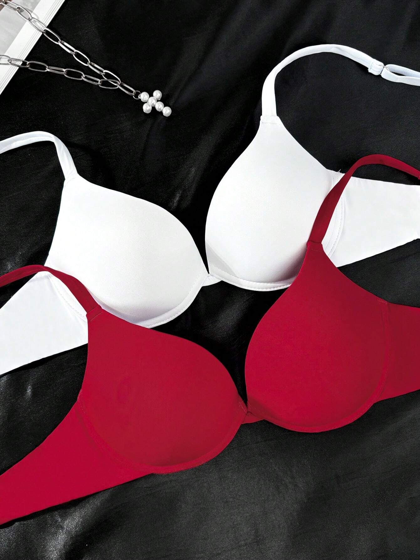 2pcs Women's Minimalist Solid Color Wire-Free Bras