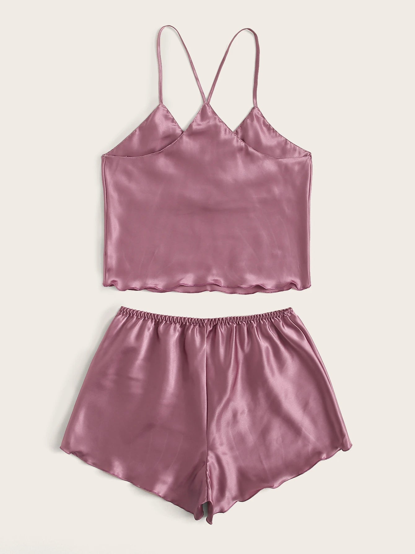 Women Solid Color Camisole And Shorts Pajama Set