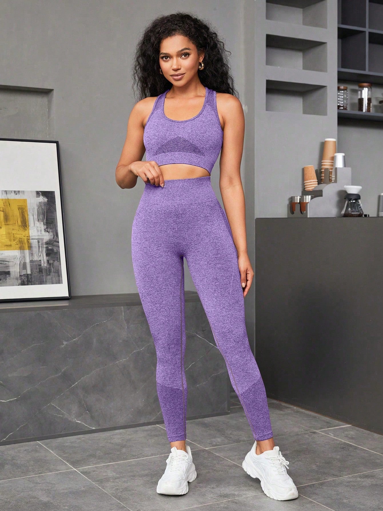 Women Leopard Print Cropped Tank Top And Leggings Sports Set